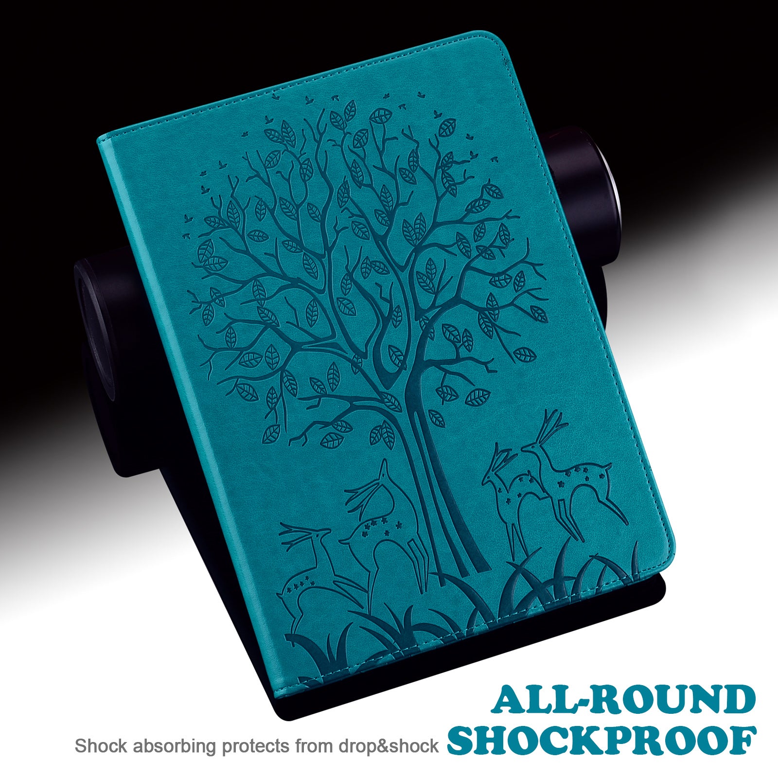 For Honor Pad 8 Case PU Leather Tree Deer Pattern Tablet Cover with Card Slots - Blue