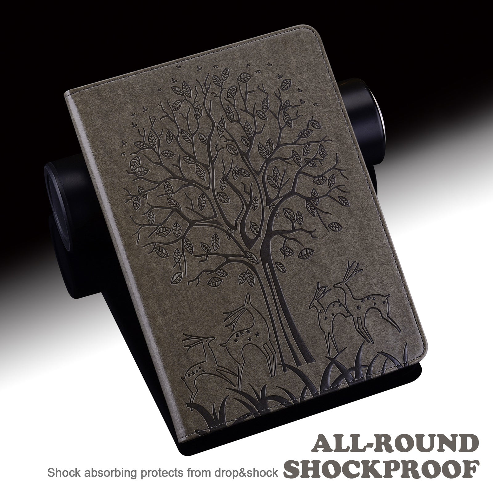 For Honor Pad 8 Case PU Leather Tree Deer Pattern Tablet Cover with Card Slots - Grey