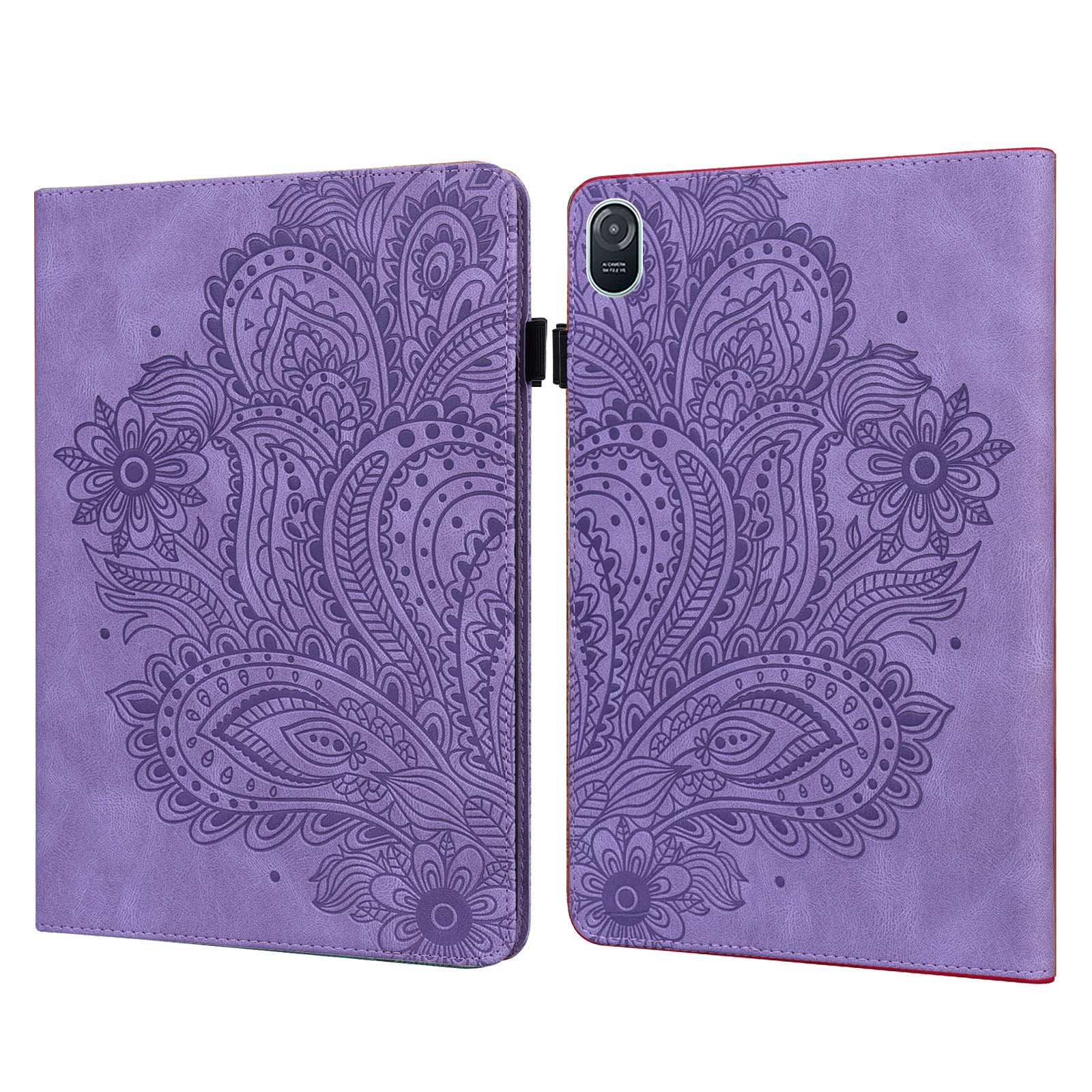 For Honor Pad 8 Case Flower Pattern PU Leather Card Slots Stand Protective Tablet Cover - Purple