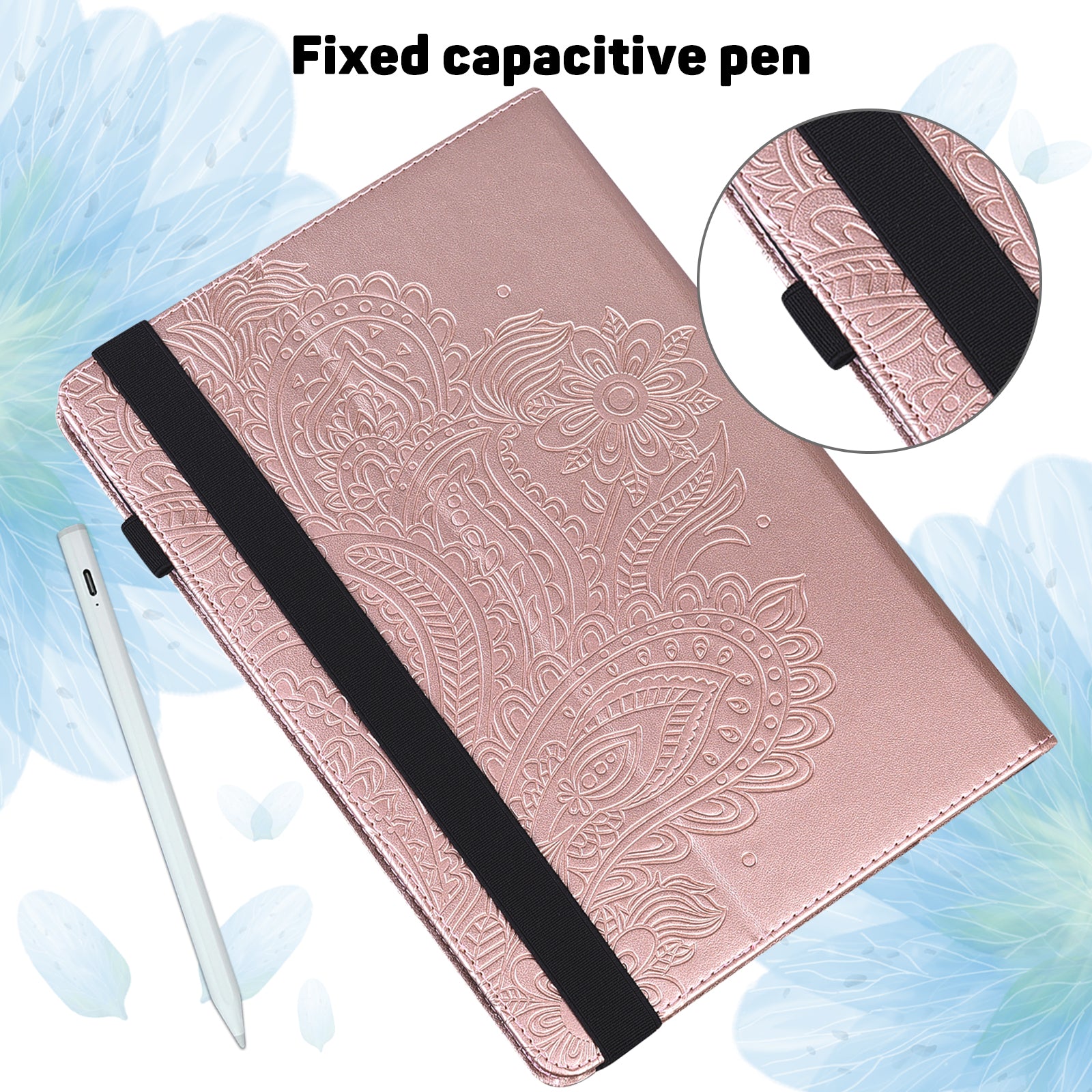 For Honor Pad 8 Case Flower Pattern PU Leather Card Slots Stand Protective Tablet Cover - Rose Gold