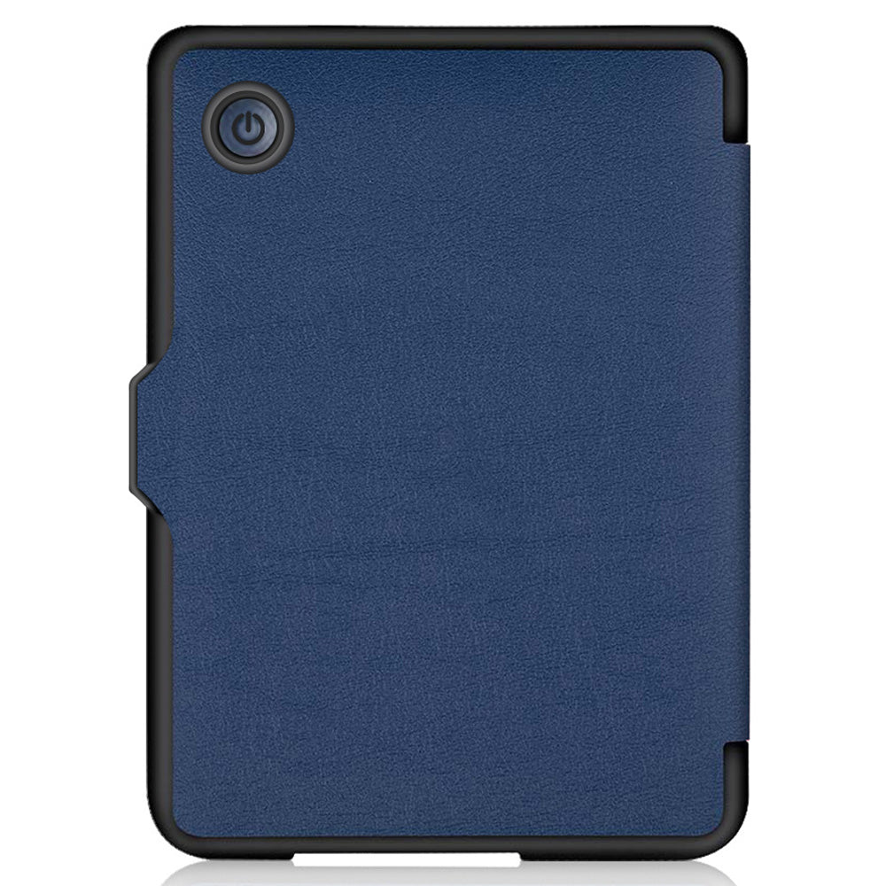 For Kobo Clara 2E Case Origami Stand Hard PC+PU Leather Tablet Cover - Dark Blue