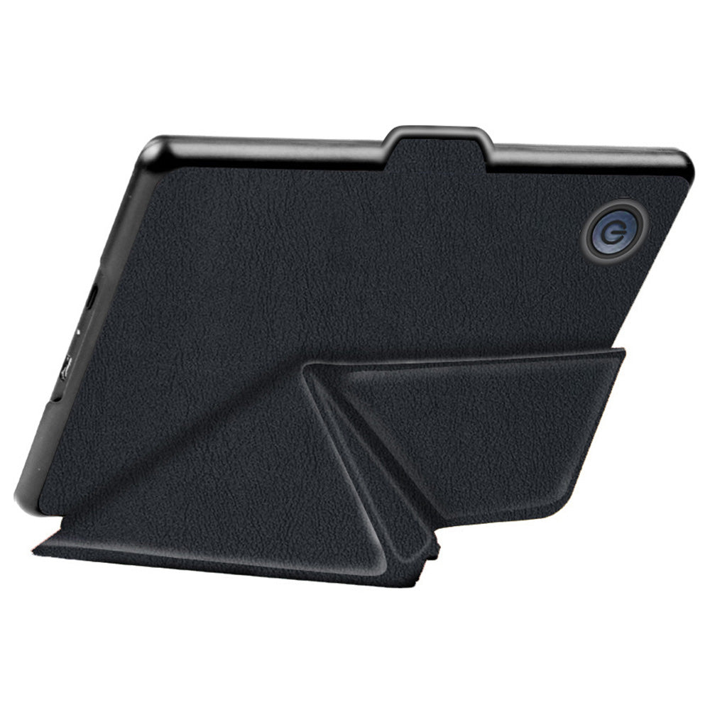 For Kobo Clara 2E Case Origami Stand Hard PC+PU Leather Tablet Cover - Black