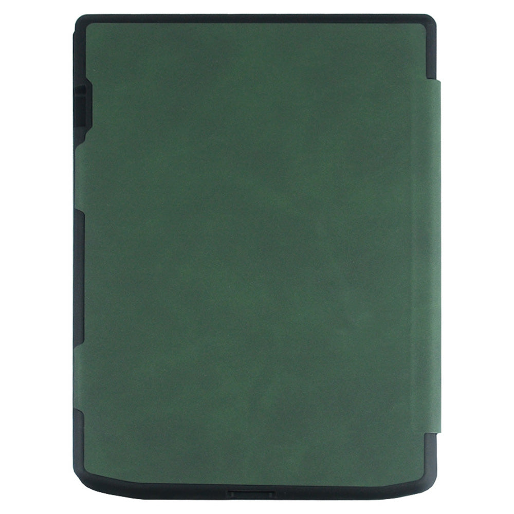 For PocketBook InkPad Color 2 / 3 PB743 Case Skin-Touch PU Leather E-Reader Cover with Auto Wake / Sleep - Blackish Green