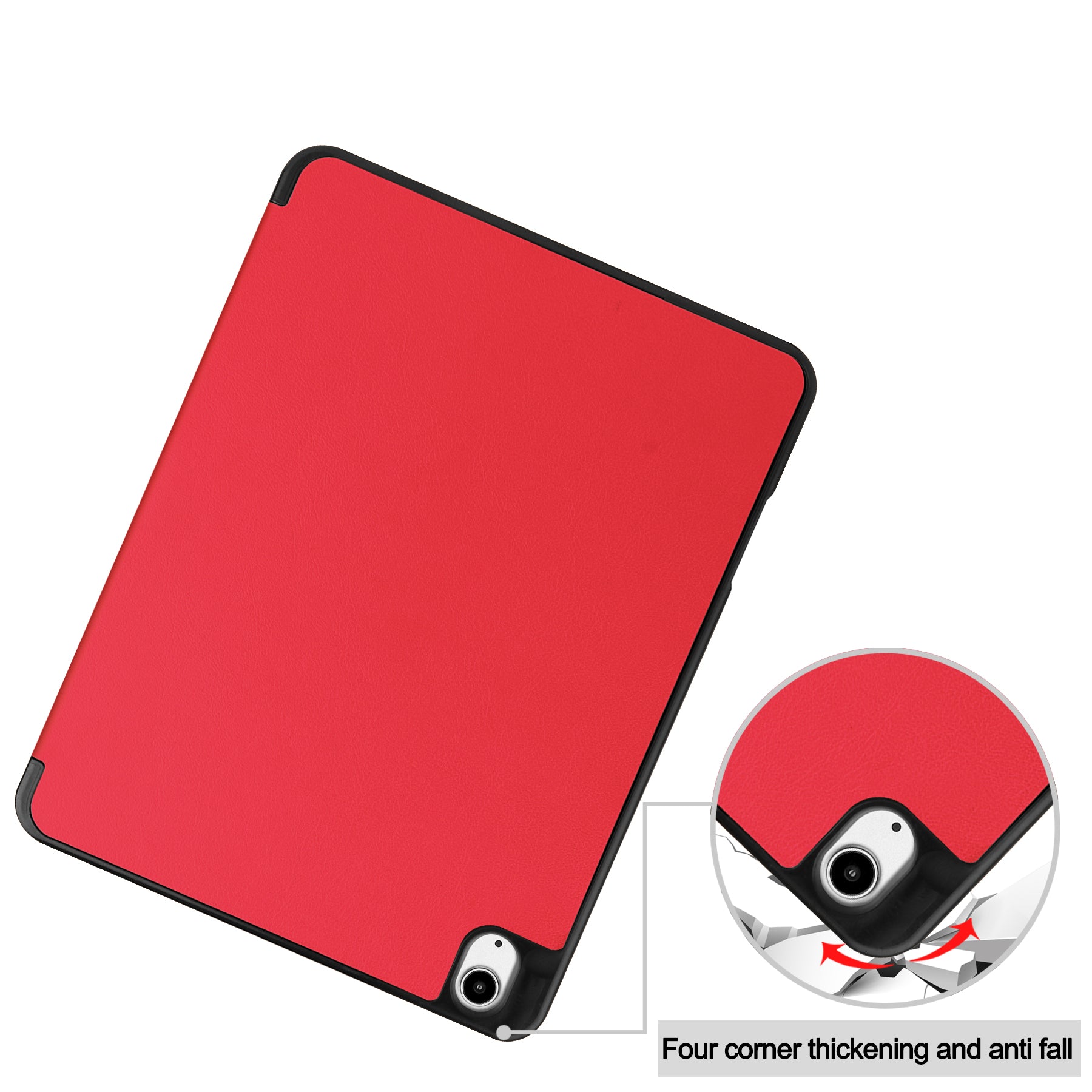 For iPad Air 13 (2024) Leather Case Tri-fold Stand Tablet Cover with Pen Slot - Red