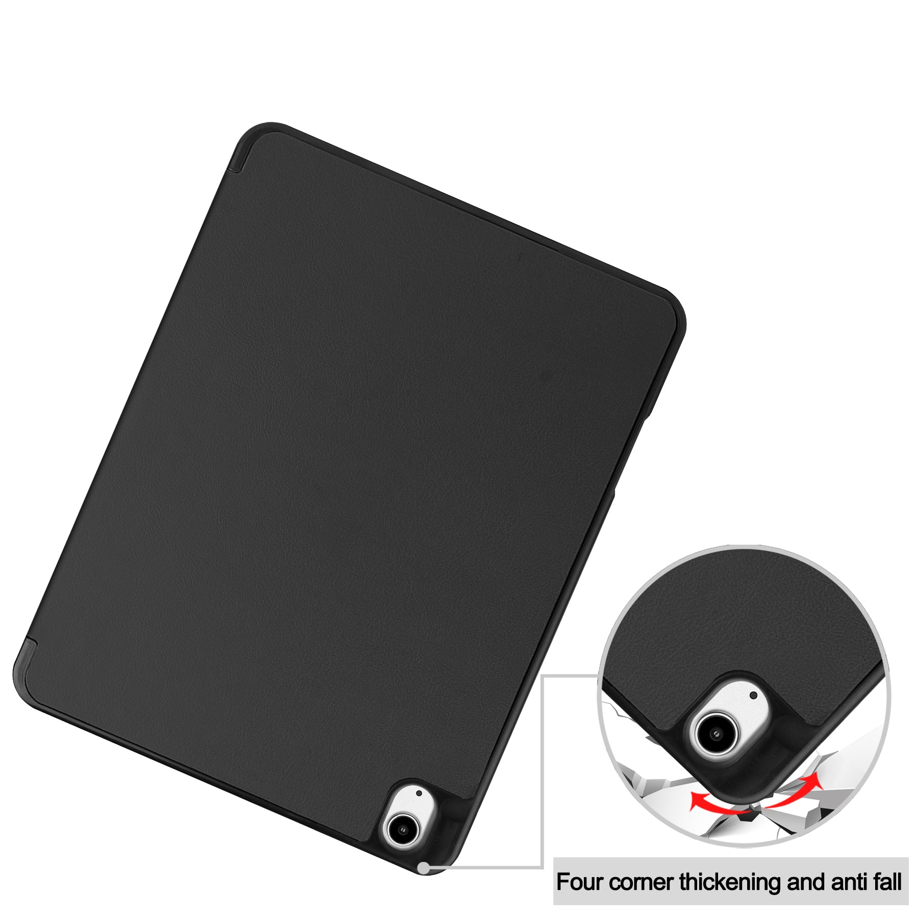 For iPad Air 13 (2024) Leather Case Tri-fold Stand Tablet Cover with Pen Slot - Black