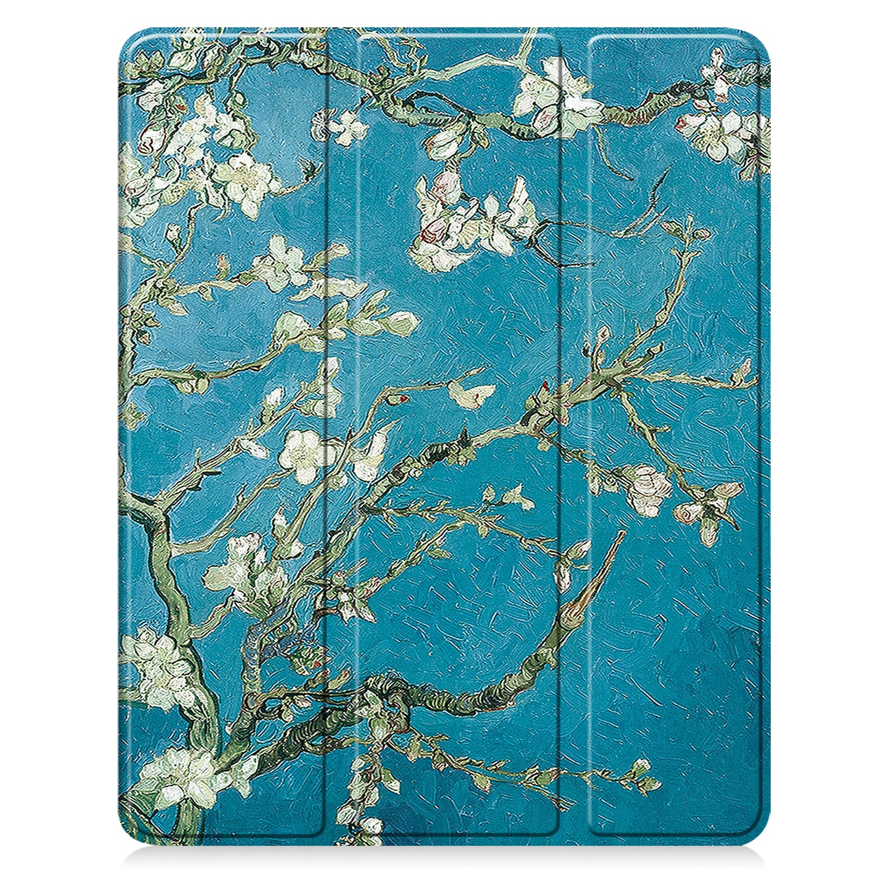 For iPad Air 13 (2024) Case Pattern Printing Tri-fold Stand Leather Cover with Pen Slot - Apricot Blossom