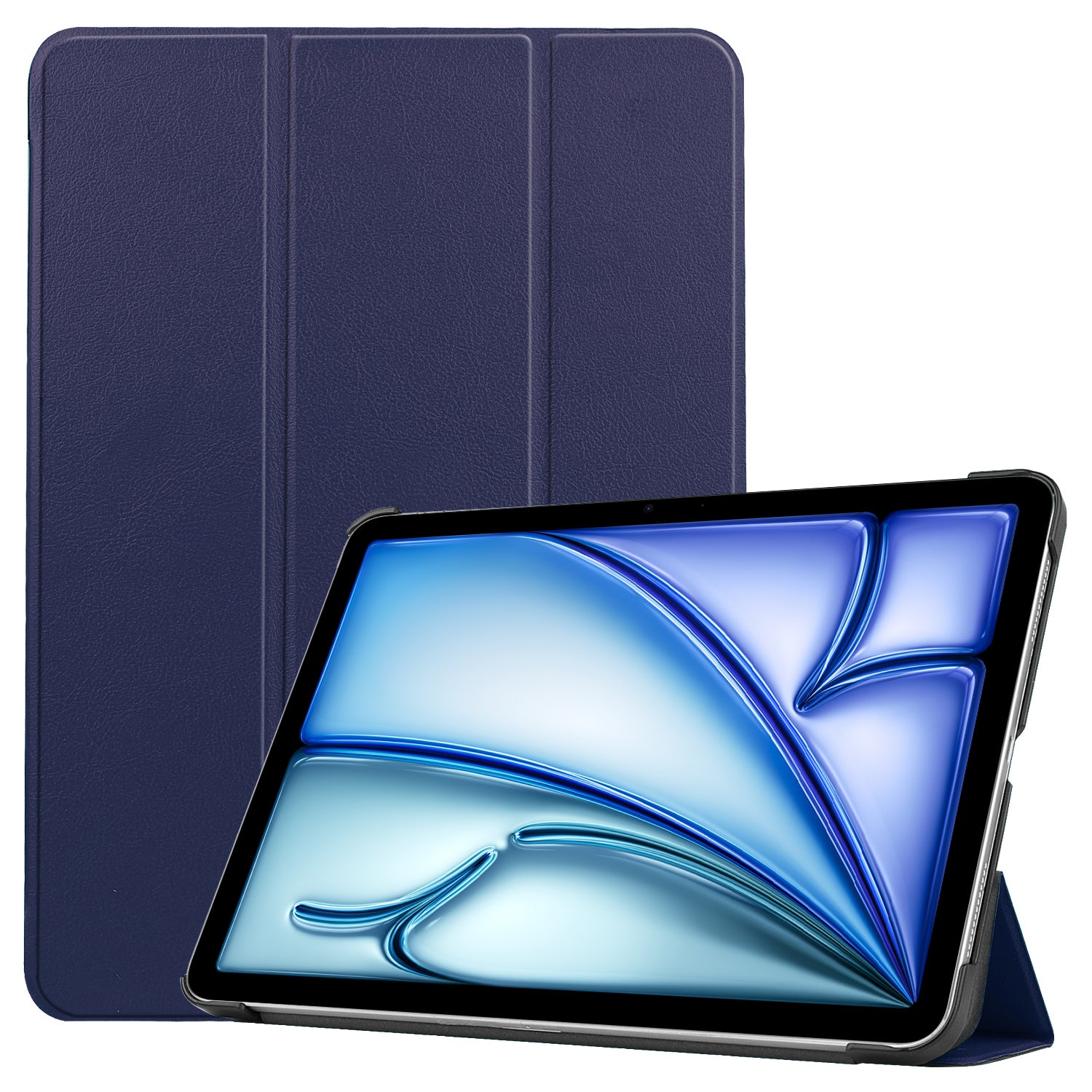 For iPad Air 13 (2024) Case Auto Wake  /  Sleep Tri-fold Stand Leather Tablet Cover - Blue