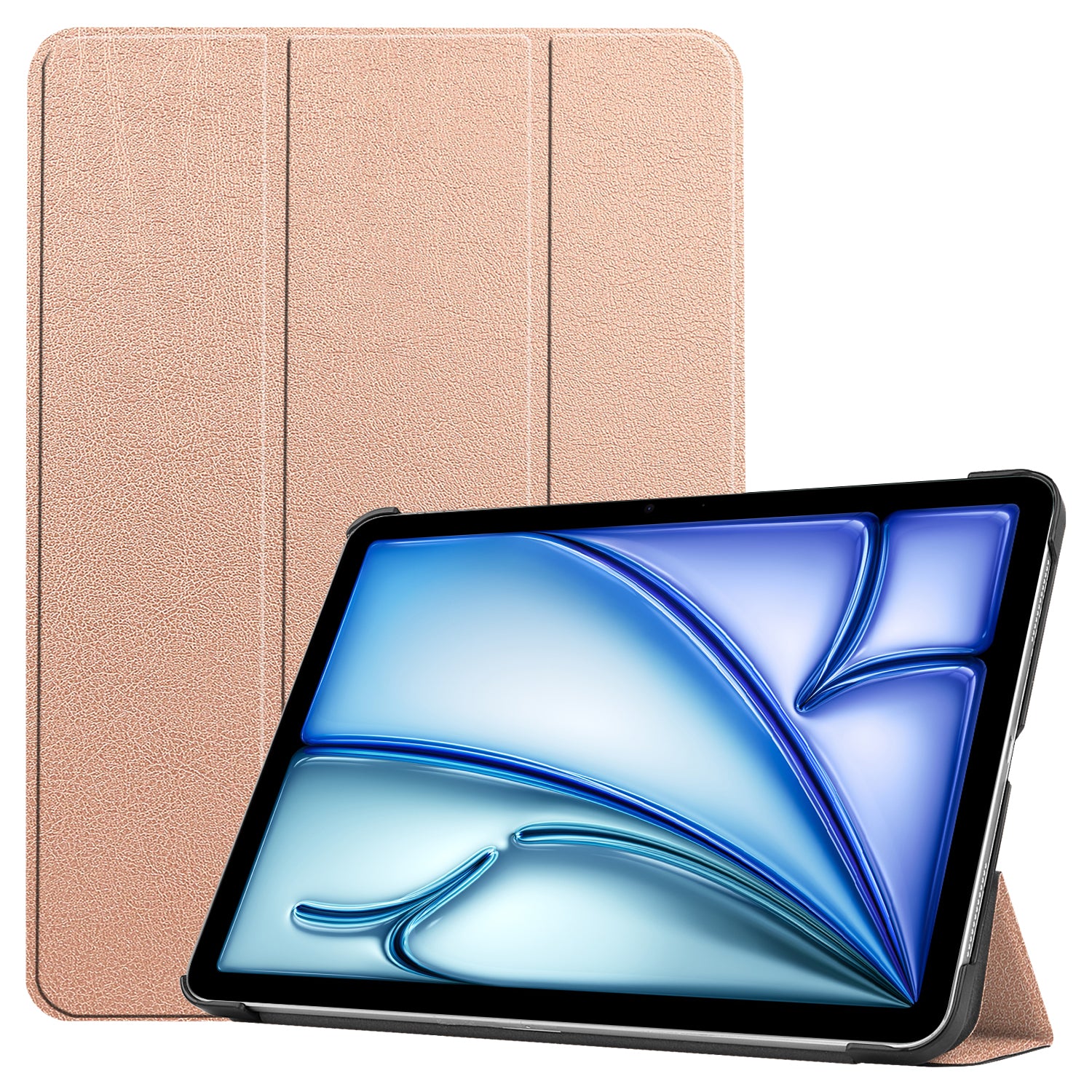 For iPad Air 13 (2024) Case Auto Wake  /  Sleep Tri-fold Stand Leather Tablet Cover - Rose Gold