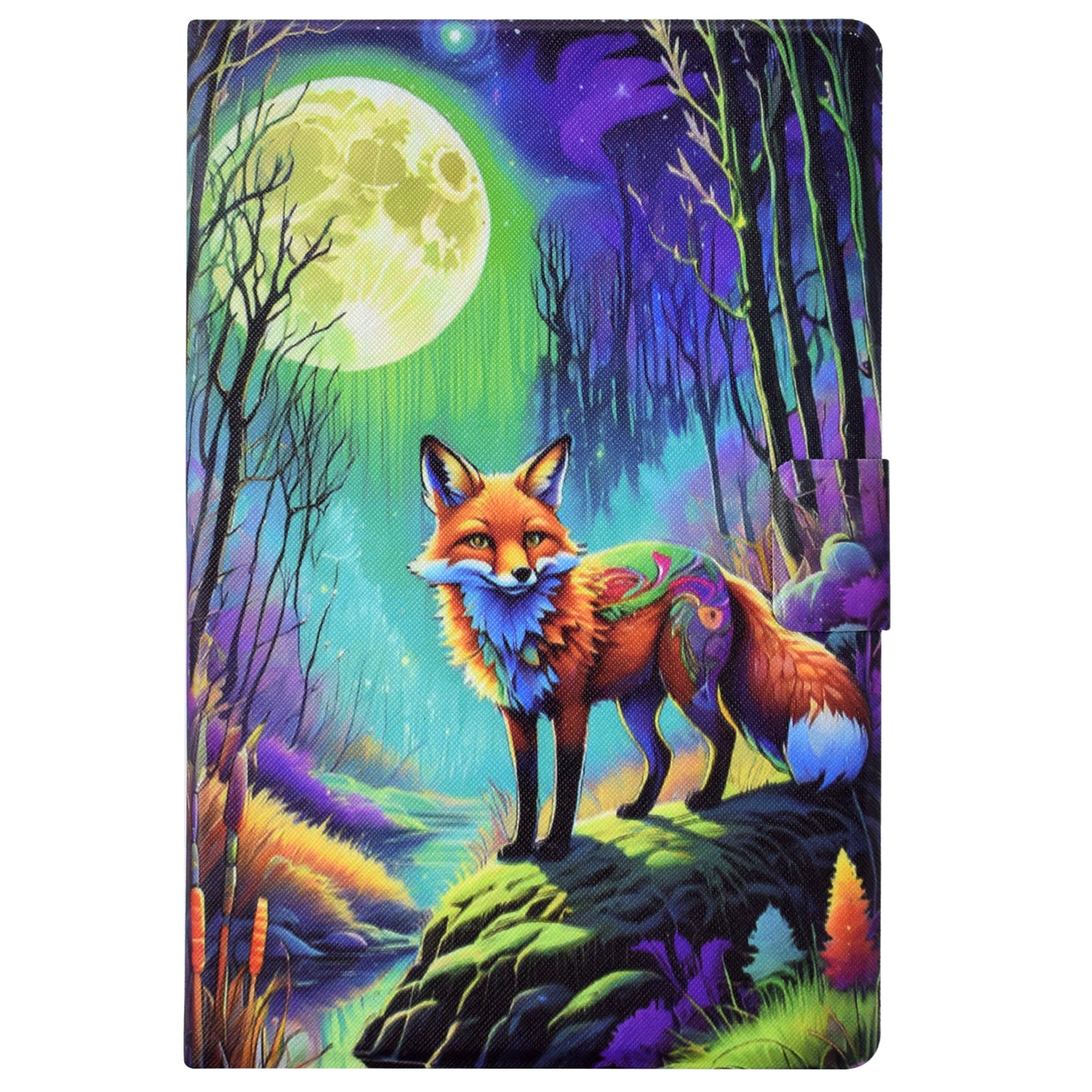 For iPad 10.9 (2022) Case with Card Slots Pattern Printed Bump Proof Leather Tablet Cover - Moonlight Fox