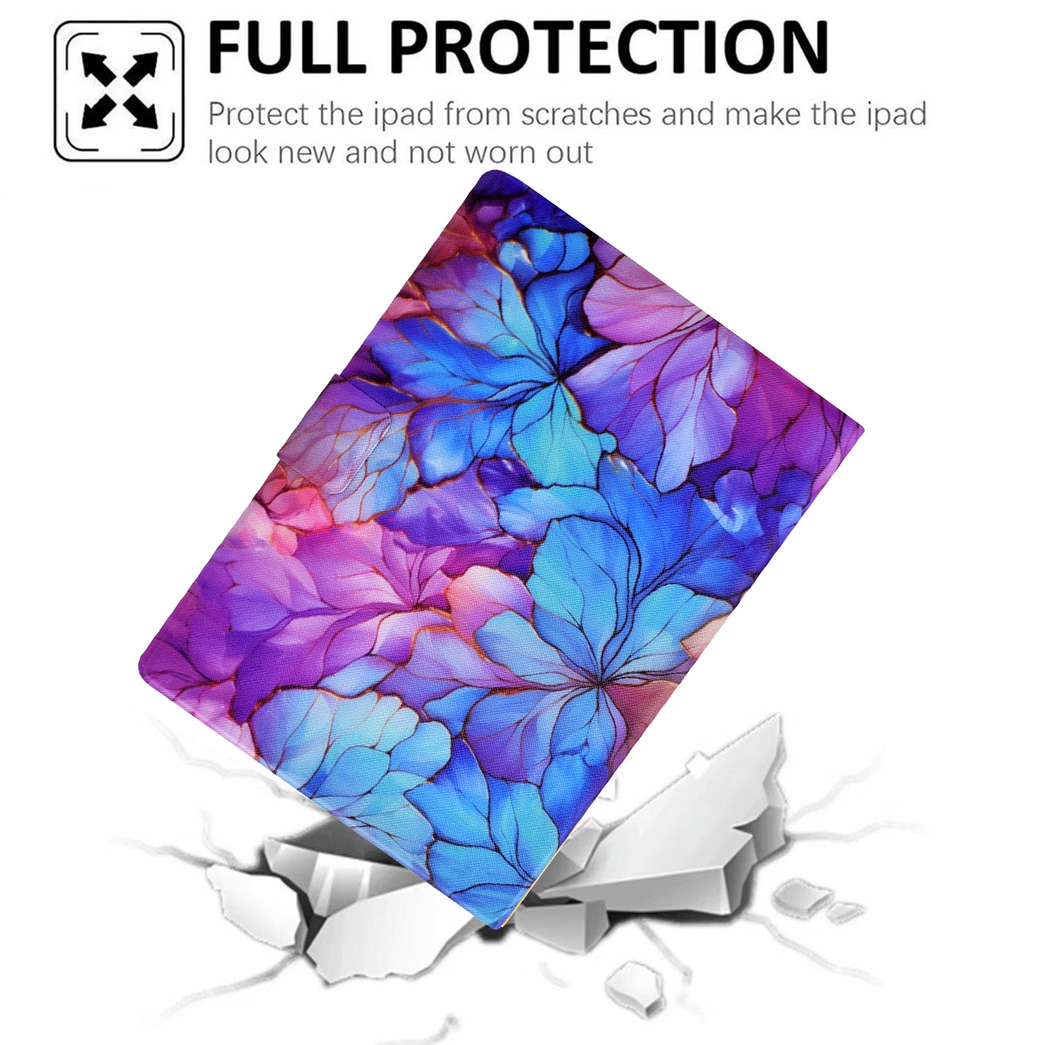 For iPad 10.9 (2022) Case with Card Slots Pattern Printed Bump Proof Leather Tablet Cover - Petal