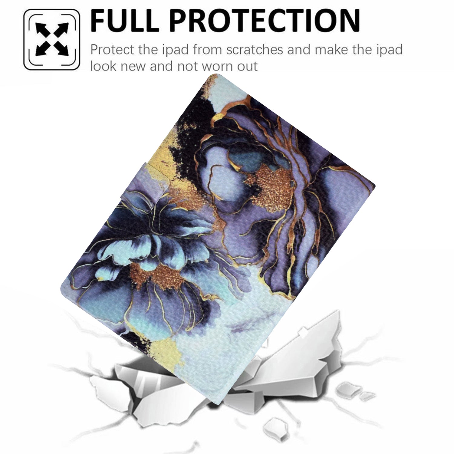 For iPad 10.2 (2020) / (2019) / iPad Air 10.5 inch (2019) Leather Case Pattern Print Card Slots Tablet Cover - Peony Flower