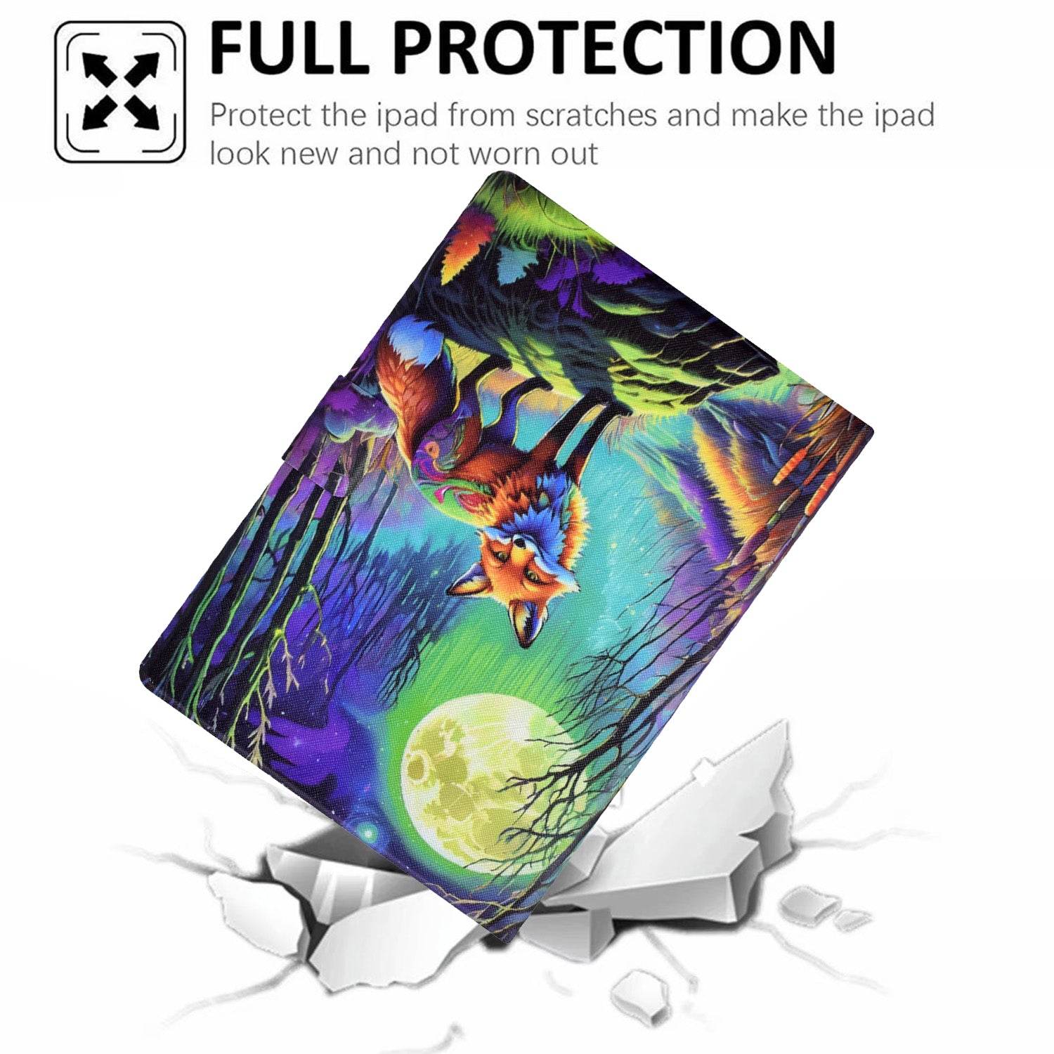 For iPad mini (2021) Case PU Leather Card Slots Tablet Cover with Auto Wake / Sleep - Moonlight Fox