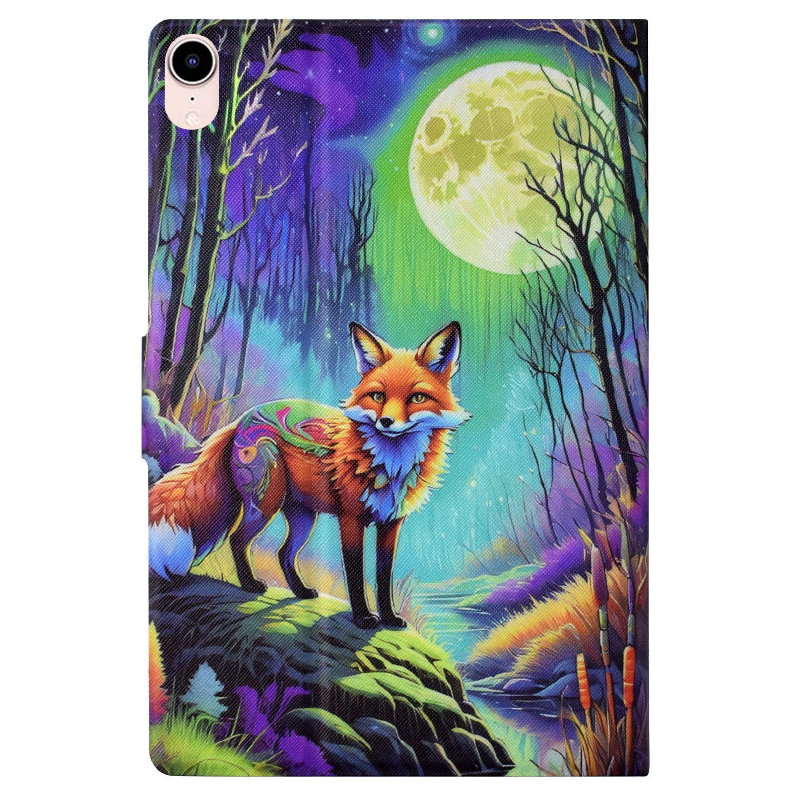 For iPad mini (2021) Case PU Leather Card Slots Tablet Cover with Auto Wake / Sleep - Moonlight Fox