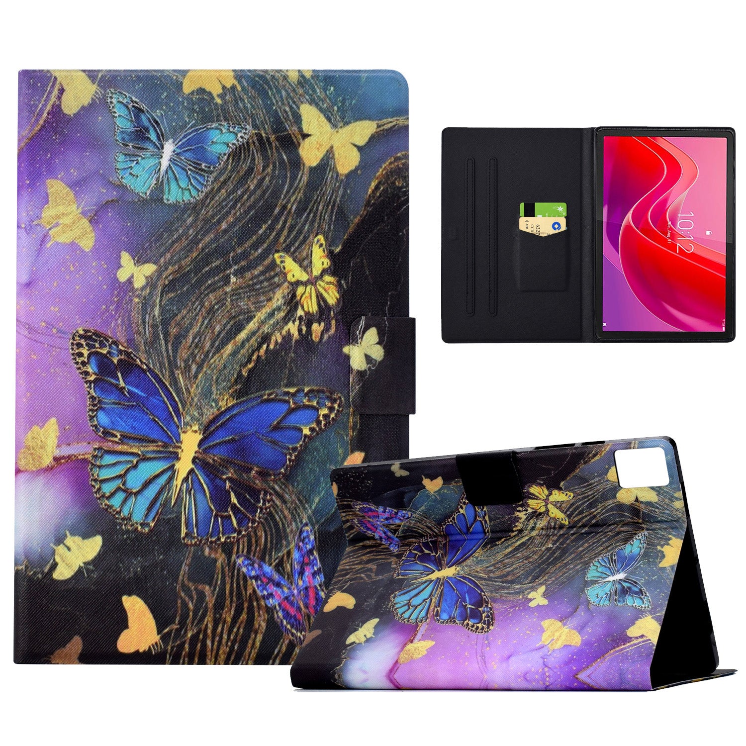 For Lenovo Tab M11 / Xiaoxin Pad 11 2024 Case Pattern Printing PU Leather Tablet Cover - Golden Butterflies