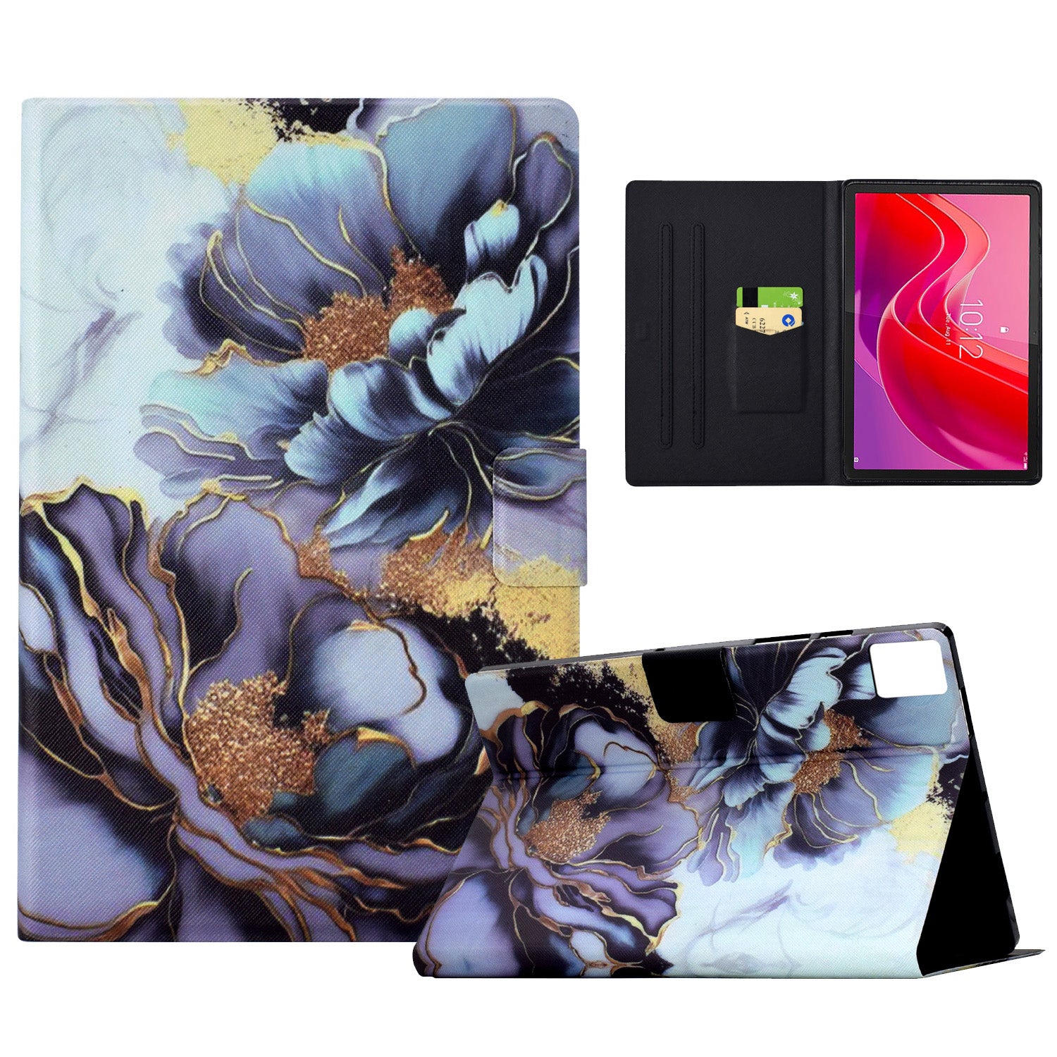 For Lenovo Tab M11 / Xiaoxin Pad 11 2024 Case Pattern Printing PU Leather Tablet Cover - Peony Flower