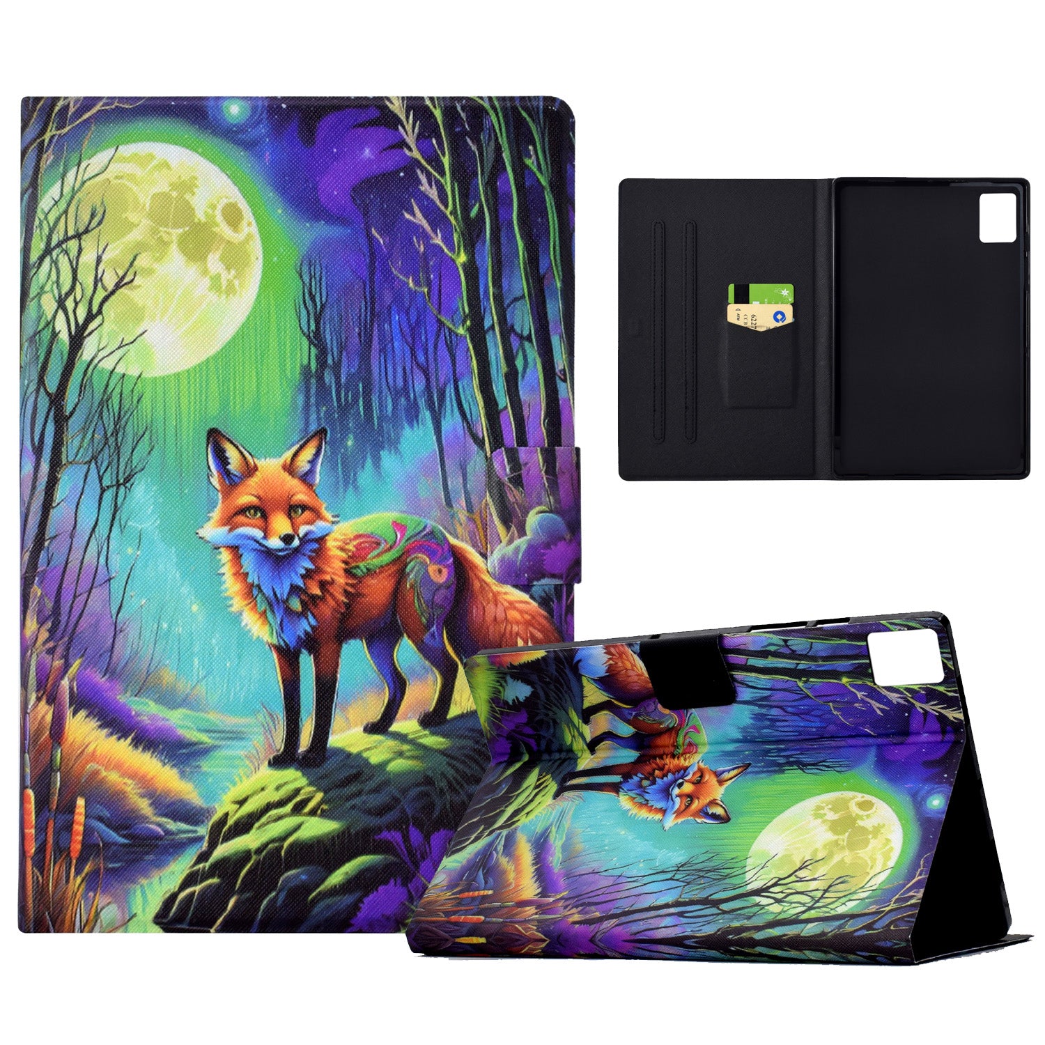 For Lenovo Tab M11 / Xiaoxin Pad 11 2024 Case Pattern Printing PU Leather Tablet Cover - Moonlight Fox