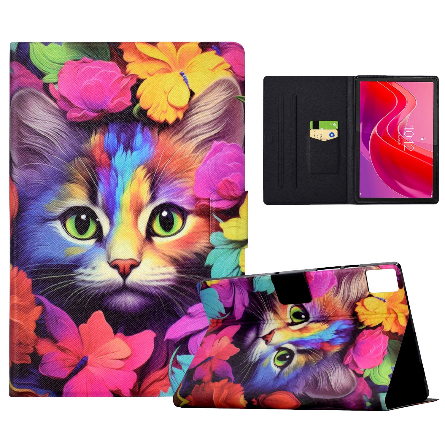 For Lenovo Tab M11 / Xiaoxin Pad 11 2024 Case Pattern Printing PU Leather Tablet Cover - Rose Cat