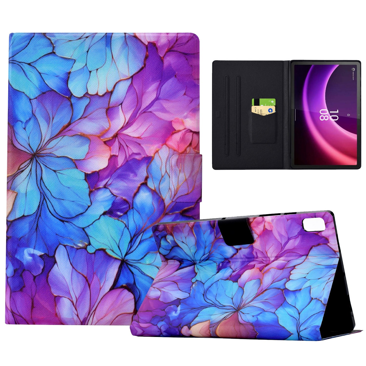 For Lenovo Tab P11 Gen 2 / Xiaoxin Pad Plus (2023) Case Card Slot Leather Stand Tablet Cover - Petal