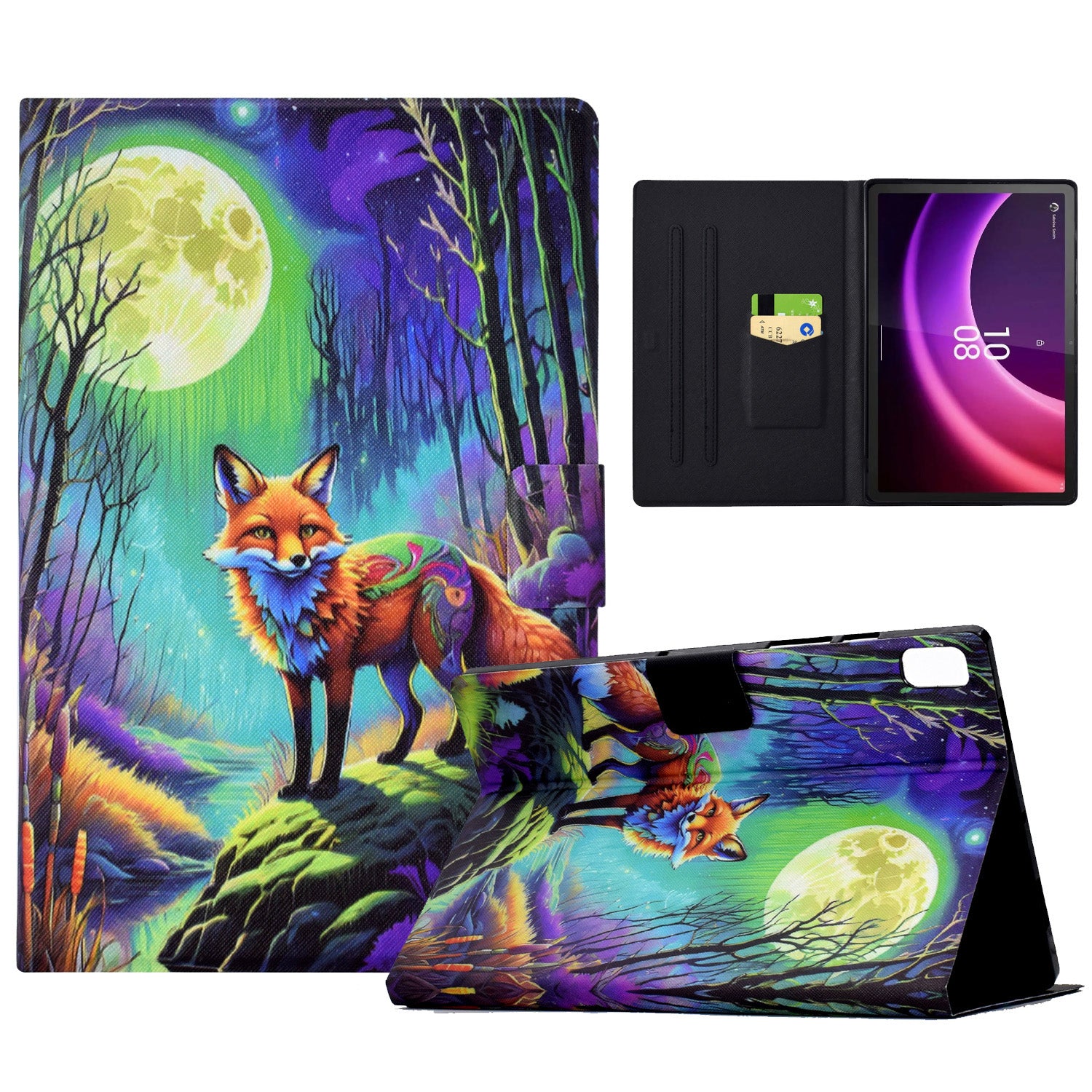 For Lenovo Tab P11 Gen 2 / Xiaoxin Pad Plus (2023) Case Card Slot Leather Stand Tablet Cover - Moonlight Fox