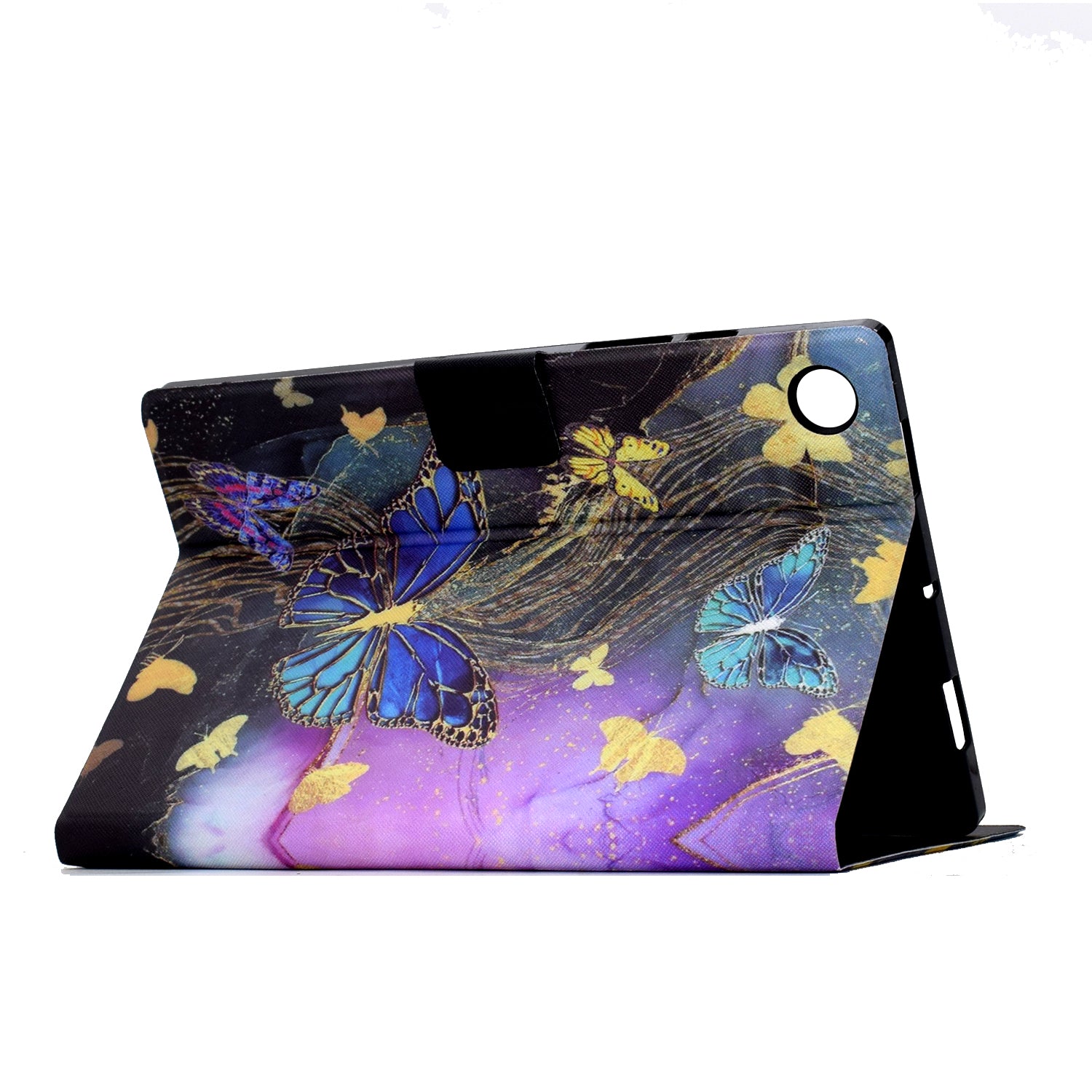 For Lenovo Tab M10 Plus (3rd Gen) Case Pattern Printed PU Leather Tablet Smart Cover with Card Holder - Golden Butterflies