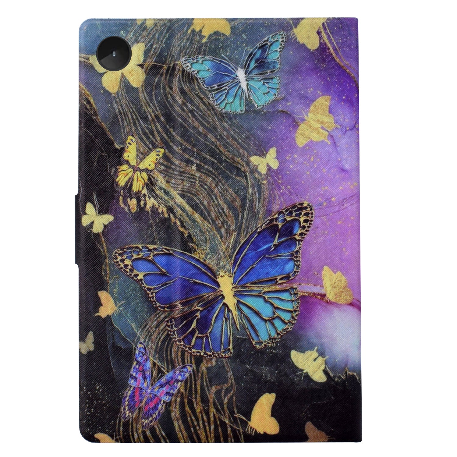 For Lenovo Tab M10 Plus (3rd Gen) Case Pattern Printed PU Leather Tablet Smart Cover with Card Holder - Golden Butterflies