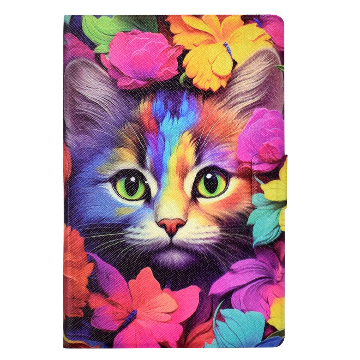 For Lenovo Tab M10 Plus (3rd Gen) Case Pattern Printed PU Leather Tablet Smart Cover with Card Holder - Rose Cat