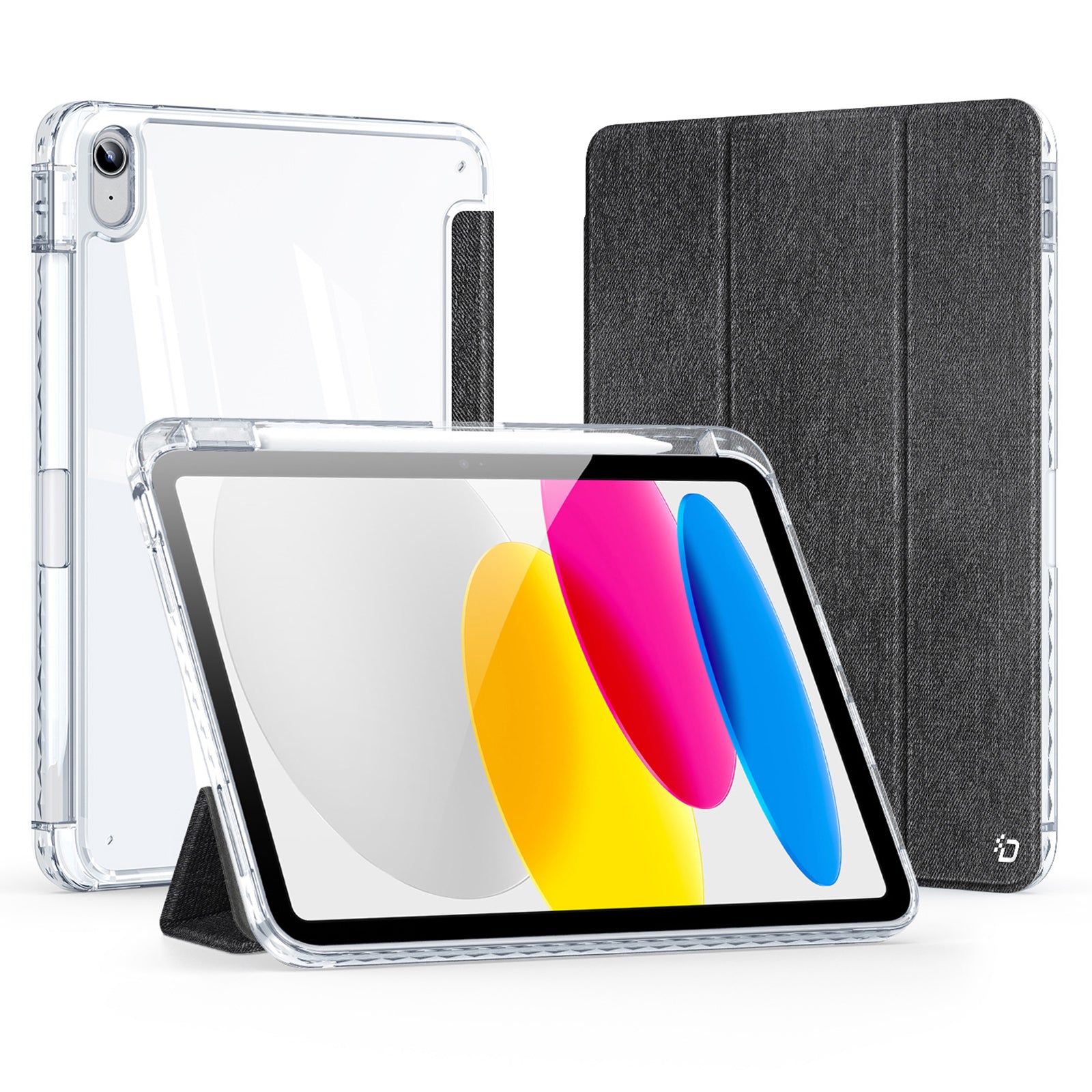 DUX DUCIS Unid Series For iPad 10.9 (2022) Tablet Case Clear Auto Wake / Sleep TPU+PC+Leather Shell - Black