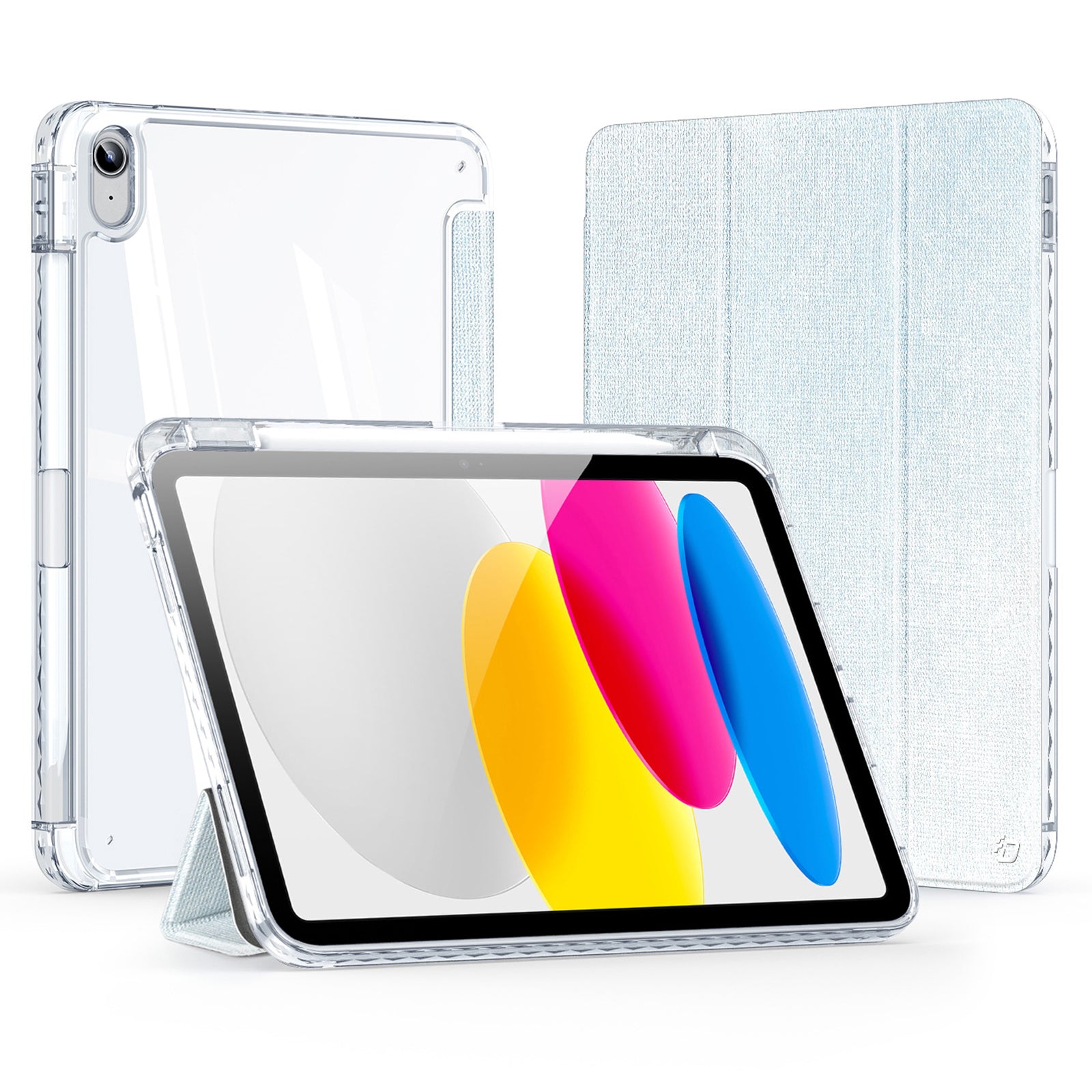 DUX DUCIS Unid Series For iPad 10.9 (2022) Tablet Case Clear Auto Wake / Sleep TPU+PC+Leather Shell - Baby Blue