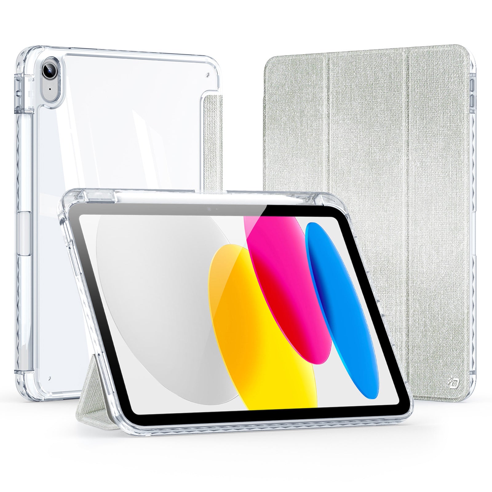 DUX DUCIS Unid Series For iPad 10.9 (2022) Tablet Case Clear Auto Wake / Sleep TPU+PC+Leather Shell - Light Green