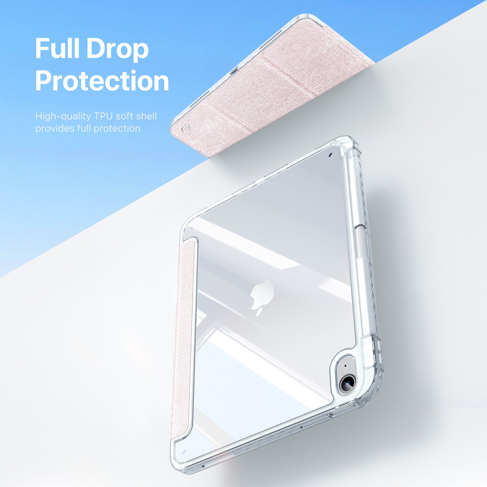 DUX DUCIS Unid Series For iPad 10.9 (2022) Tablet Case Clear Auto Wake / Sleep TPU+PC+Leather Shell - Light Pink