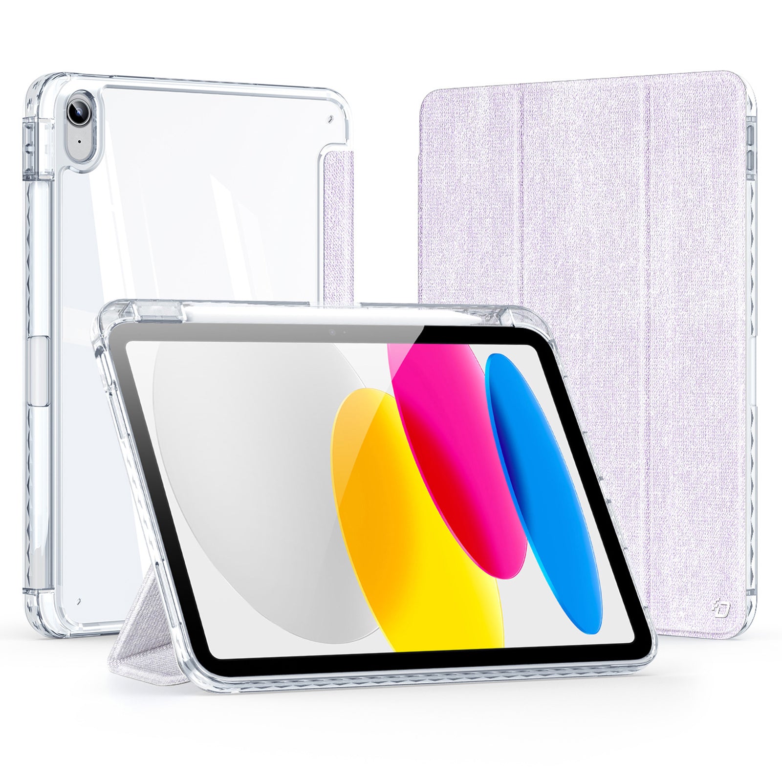 DUX DUCIS Unid Series For iPad 10.9 (2022) Tablet Case Clear Auto Wake / Sleep TPU+PC+Leather Shell - Light Purple