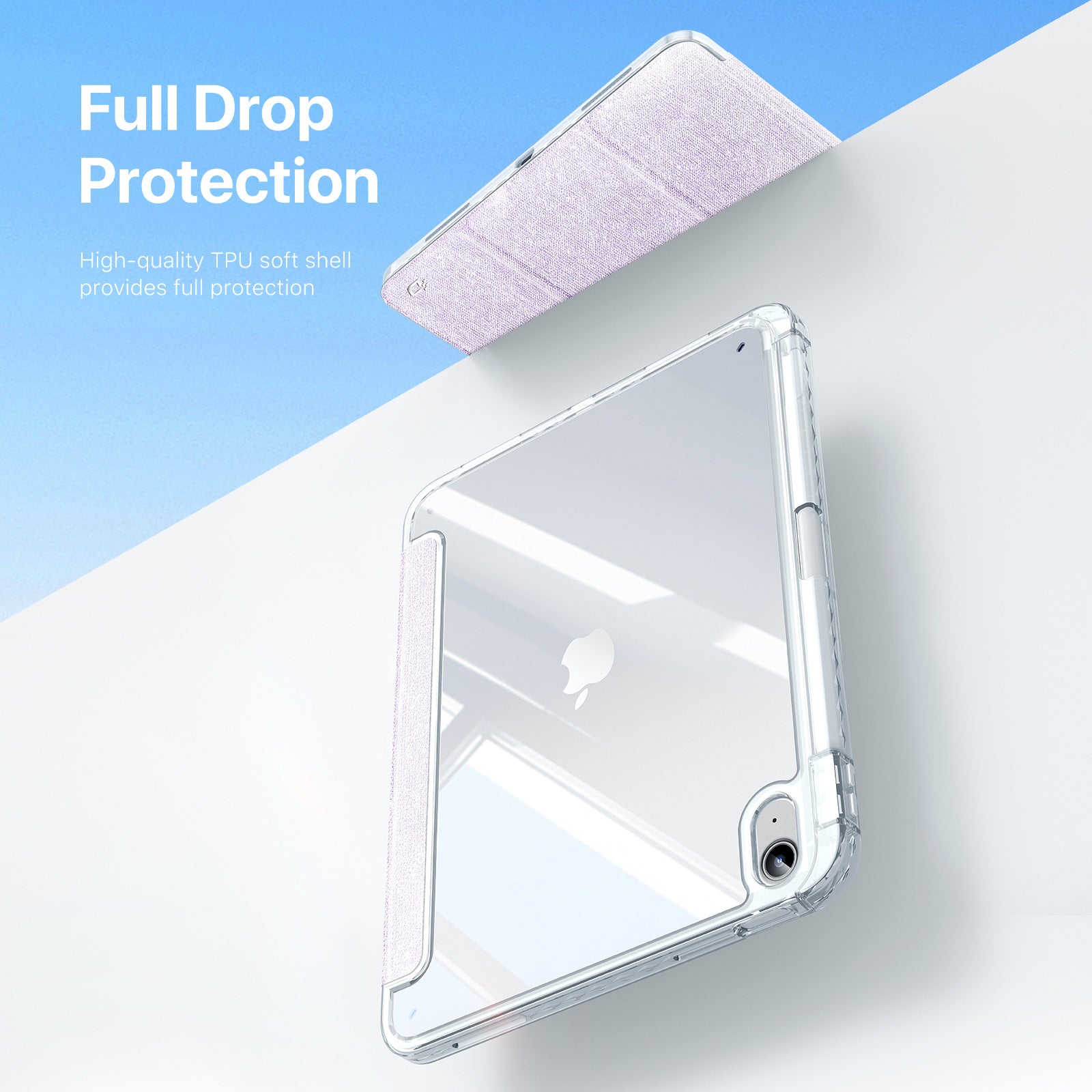 DUX DUCIS Unid Series For iPad 10.9 (2022) Tablet Case Clear Auto Wake / Sleep TPU+PC+Leather Shell - Light Purple