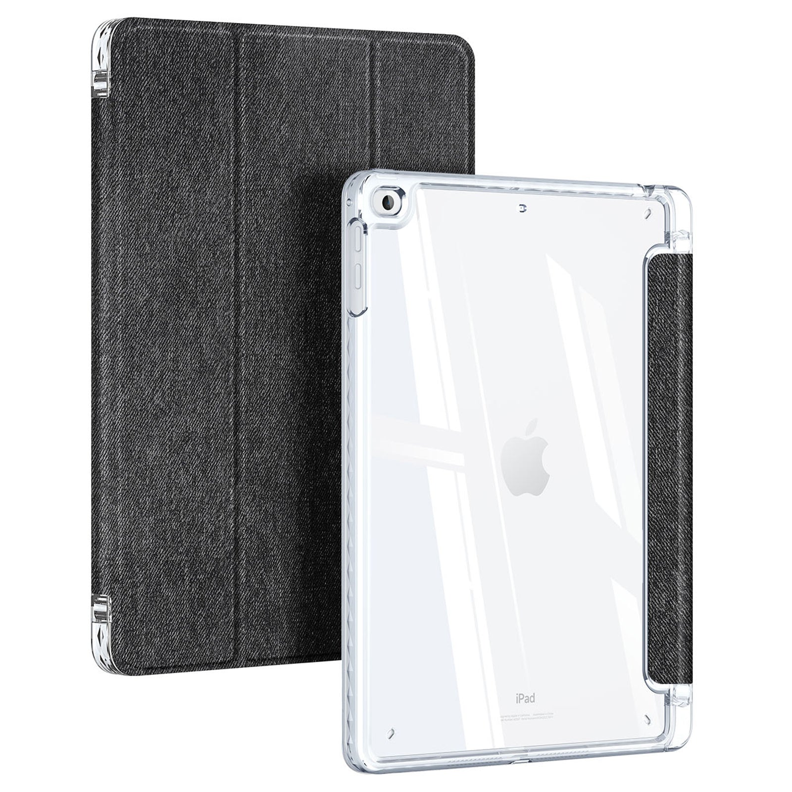 DUX DUCIS Unid Series For iPad 9.7-inch (2017) / (2018) / Air (2013) / Air 2 Case Auto Wake / Sleep PU Leather Clear Back Tablet Cover - Black