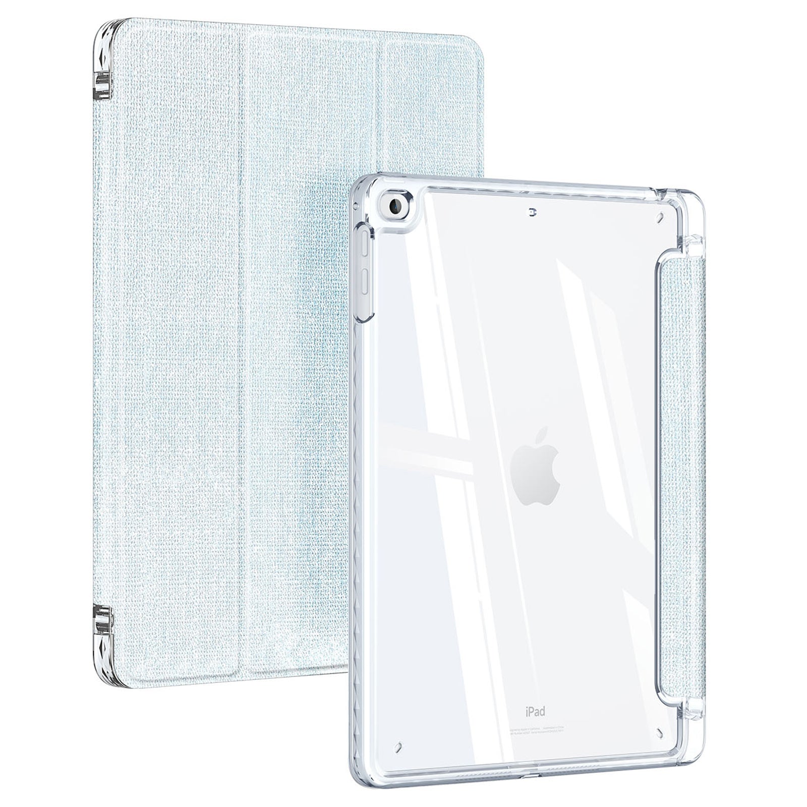 DUX DUCIS Unid Series For iPad 9.7-inch (2017) / (2018) / Air (2013) / Air 2 Case Auto Wake / Sleep PU Leather Clear Back Tablet Cover - Baby Blue