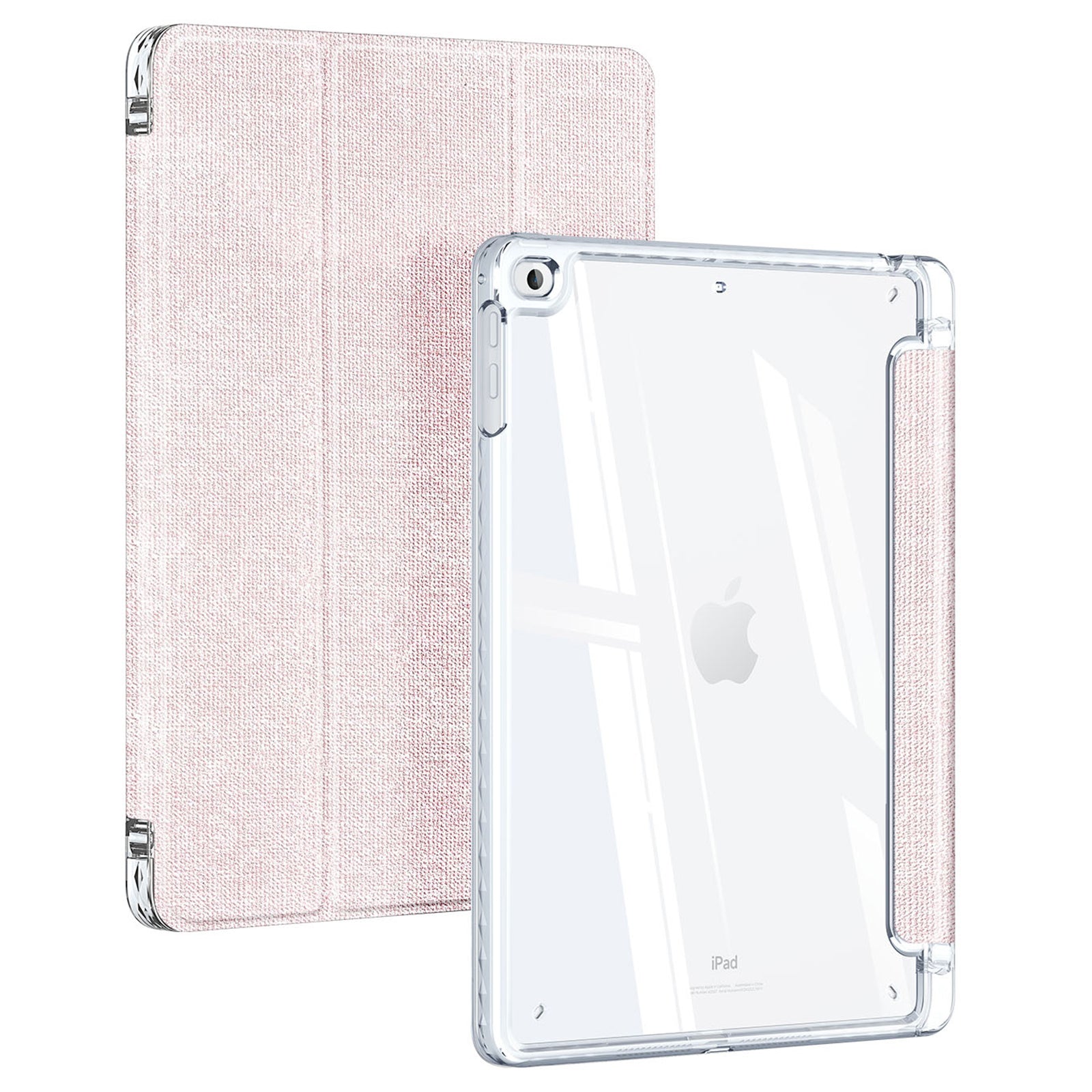 DUX DUCIS Unid Series For iPad 9.7-inch (2017) / (2018) / Air (2013) / Air 2 Case Auto Wake / Sleep PU Leather Clear Back Tablet Cover - Light Pink