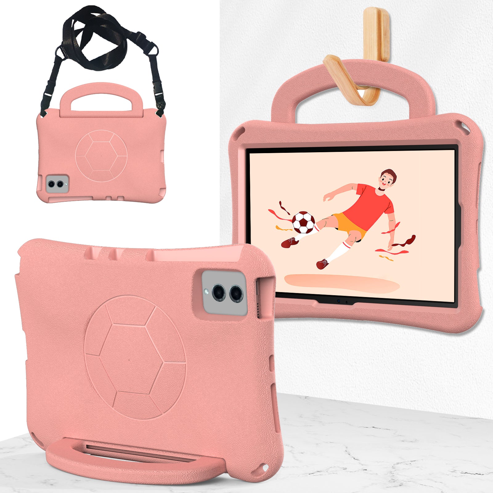 EVA Case for Samsung Galaxy Tab S7 / S8 / S9 / S9 FE / Xiaomi Pad 5 / Pad 5 Pro / Lenovo Tab M11 / Xiaoxin Pad 11 2024 , Kickstand Tablet Cover - Light Pink