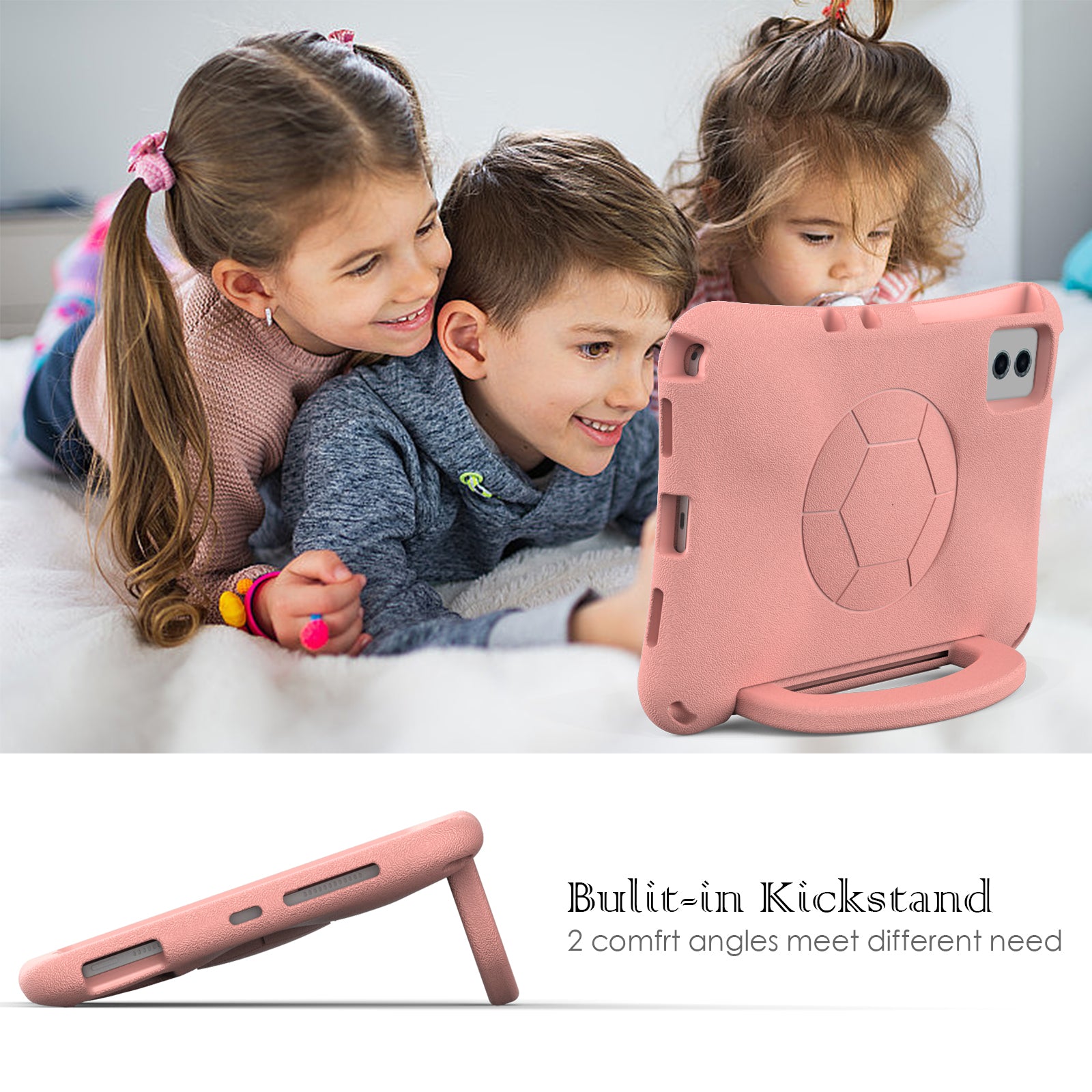 EVA Case for Samsung Galaxy Tab S7 / S8 / S9 / S9 FE / Xiaomi Pad 5 / Pad 5 Pro / Lenovo Tab M11 / Xiaoxin Pad 11 2024 , Kickstand Tablet Cover - Light Pink