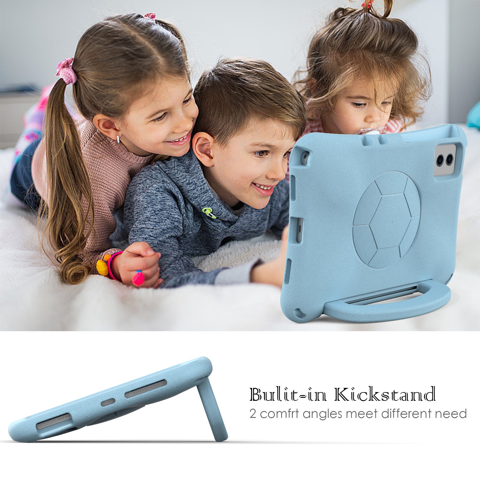 EVA Case for Samsung Galaxy Tab S7 / S8 / S9 / S9 FE / Xiaomi Pad 5 / Pad 5 Pro / Lenovo Tab M11 / Xiaoxin Pad 11 2024 , Kickstand Tablet Cover - Baby Blue