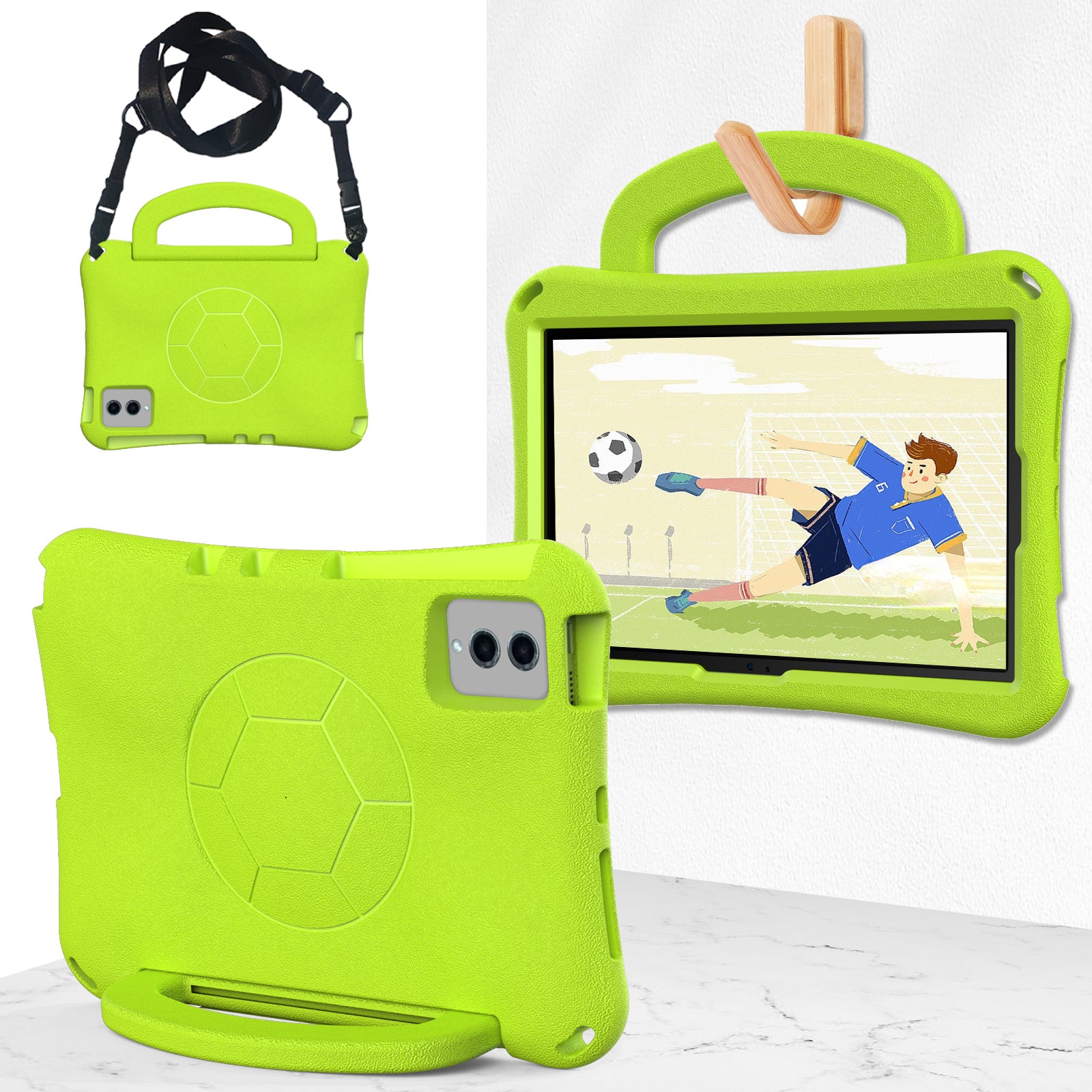 EVA Case for Samsung Galaxy Tab S7 / S8 / S9 / S9 FE / Xiaomi Pad 5 / Pad 5 Pro / Lenovo Tab M11 / Xiaoxin Pad 11 2024 , Kickstand Tablet Cover - Green