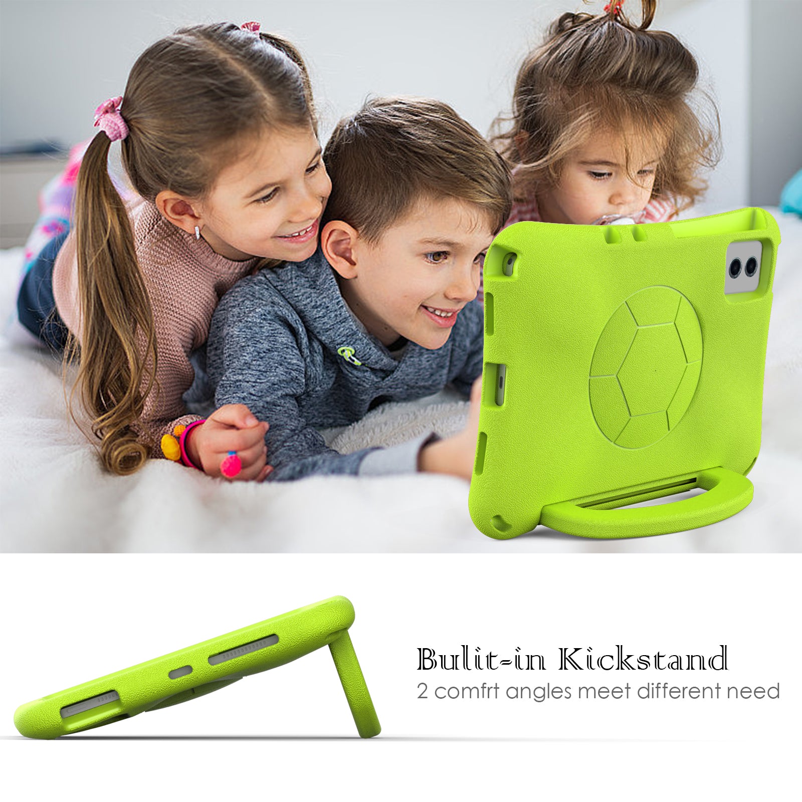 EVA Case for Samsung Galaxy Tab S7 / S8 / S9 / S9 FE / Xiaomi Pad 5 / Pad 5 Pro / Lenovo Tab M11 / Xiaoxin Pad 11 2024 , Kickstand Tablet Cover - Green