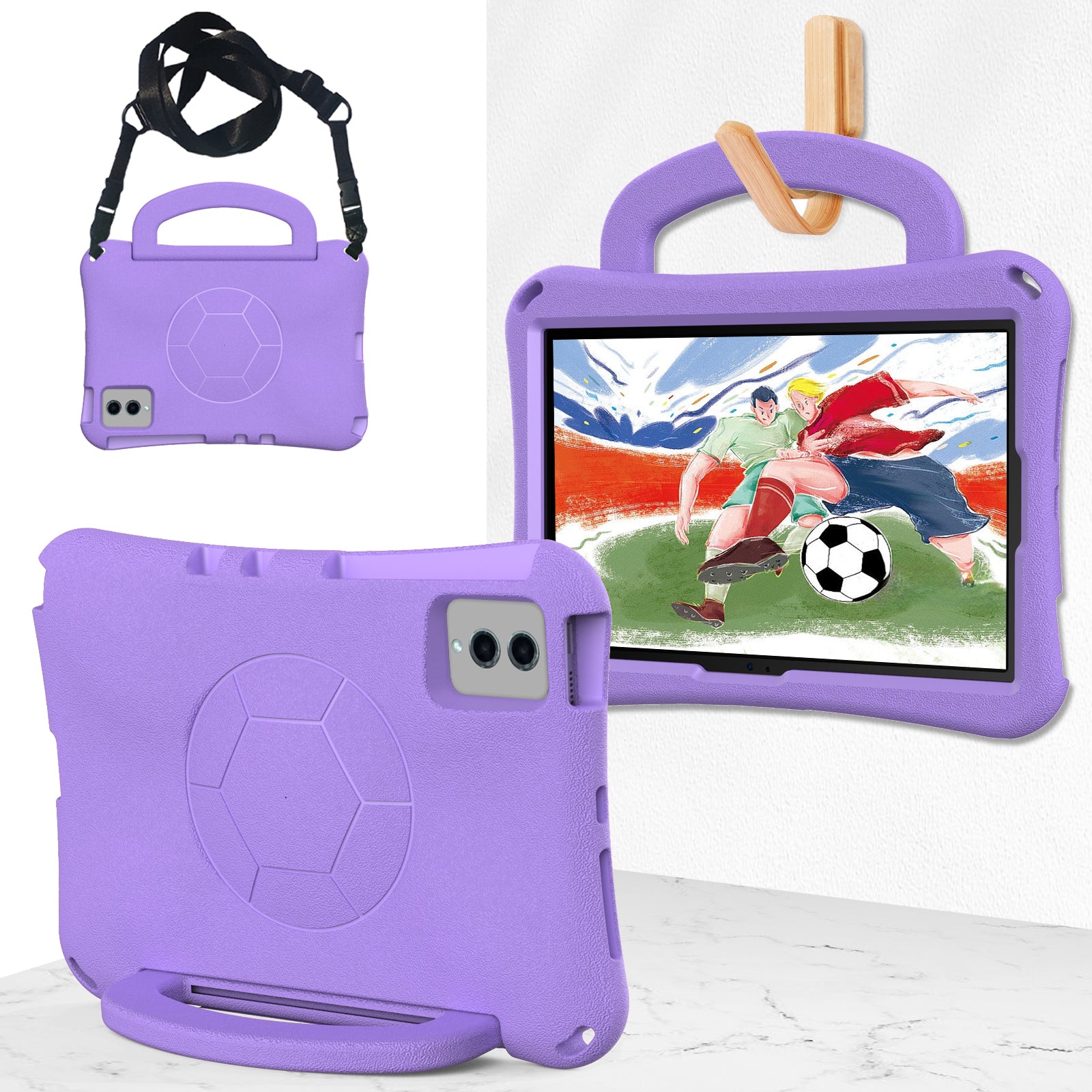 EVA Case for Samsung Galaxy Tab S7 / S8 / S9 / S9 FE / Xiaomi Pad 5 / Pad 5 Pro / Lenovo Tab M11 / Xiaoxin Pad 11 2024 , Kickstand Tablet Cover - Light Purple