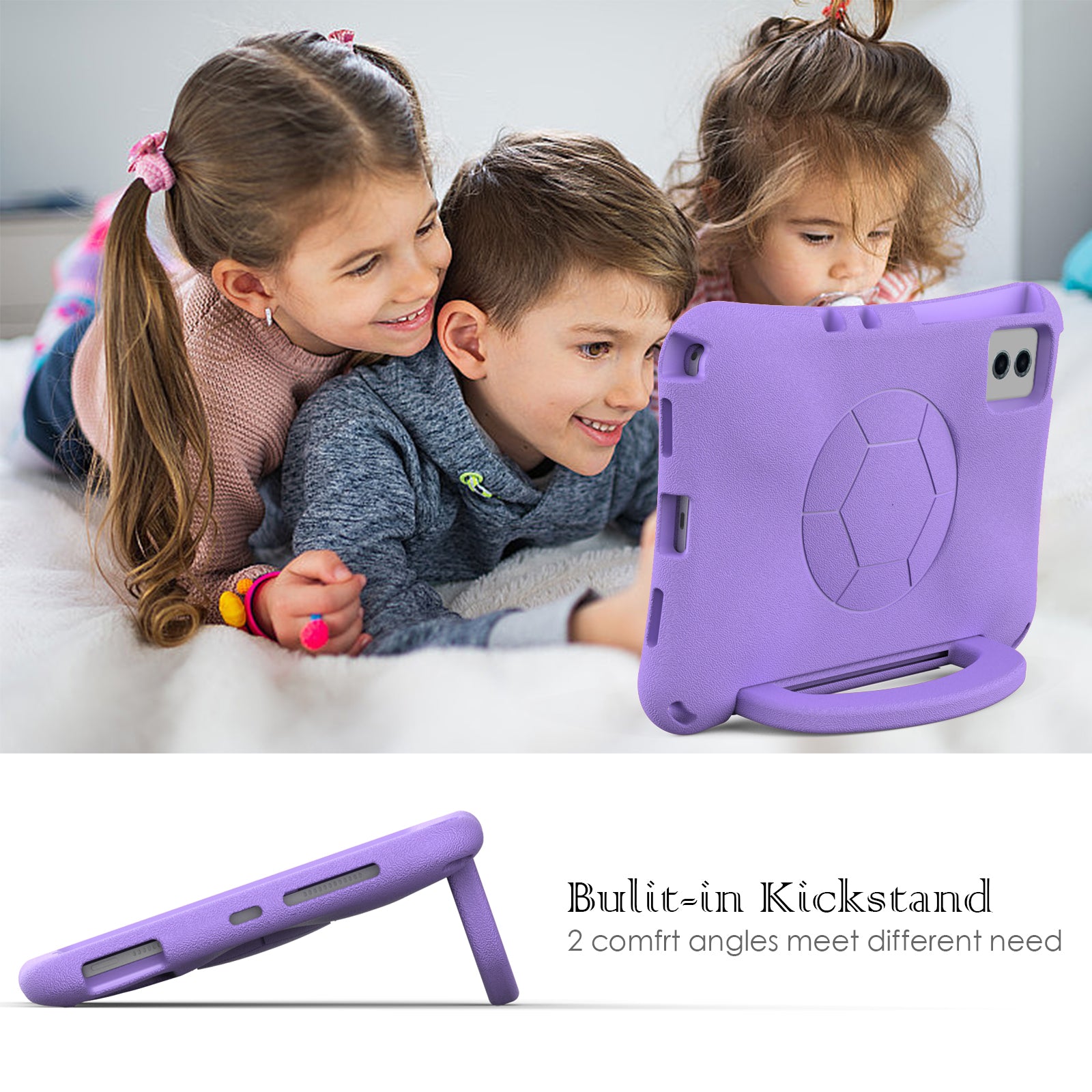 EVA Case for Samsung Galaxy Tab S7 / S8 / S9 / S9 FE / Xiaomi Pad 5 / Pad 5 Pro / Lenovo Tab M11 / Xiaoxin Pad 11 2024 , Kickstand Tablet Cover - Light Purple