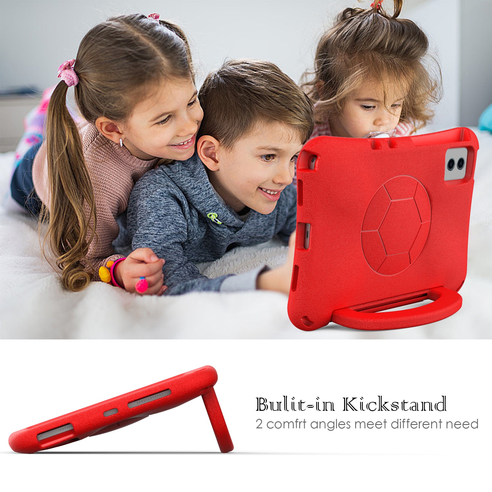 EVA Case for Samsung Galaxy Tab S7 / S8 / S9 / S9 FE / Xiaomi Pad 5 / Pad 5 Pro / Lenovo Tab M11 / Xiaoxin Pad 11 2024 , Kickstand Tablet Cover - Red