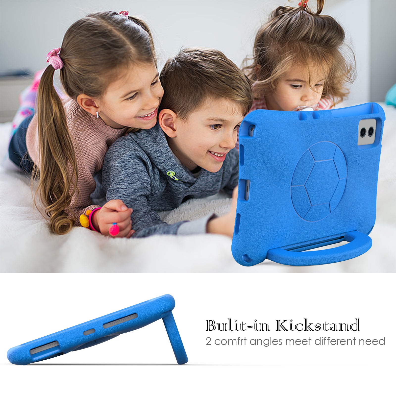 EVA Case for Samsung Galaxy Tab S7 / S8 / S9 / S9 FE / Xiaomi Pad 5 / Pad 5 Pro / Lenovo Tab M11 / Xiaoxin Pad 11 2024 , Kickstand Tablet Cover - Blue