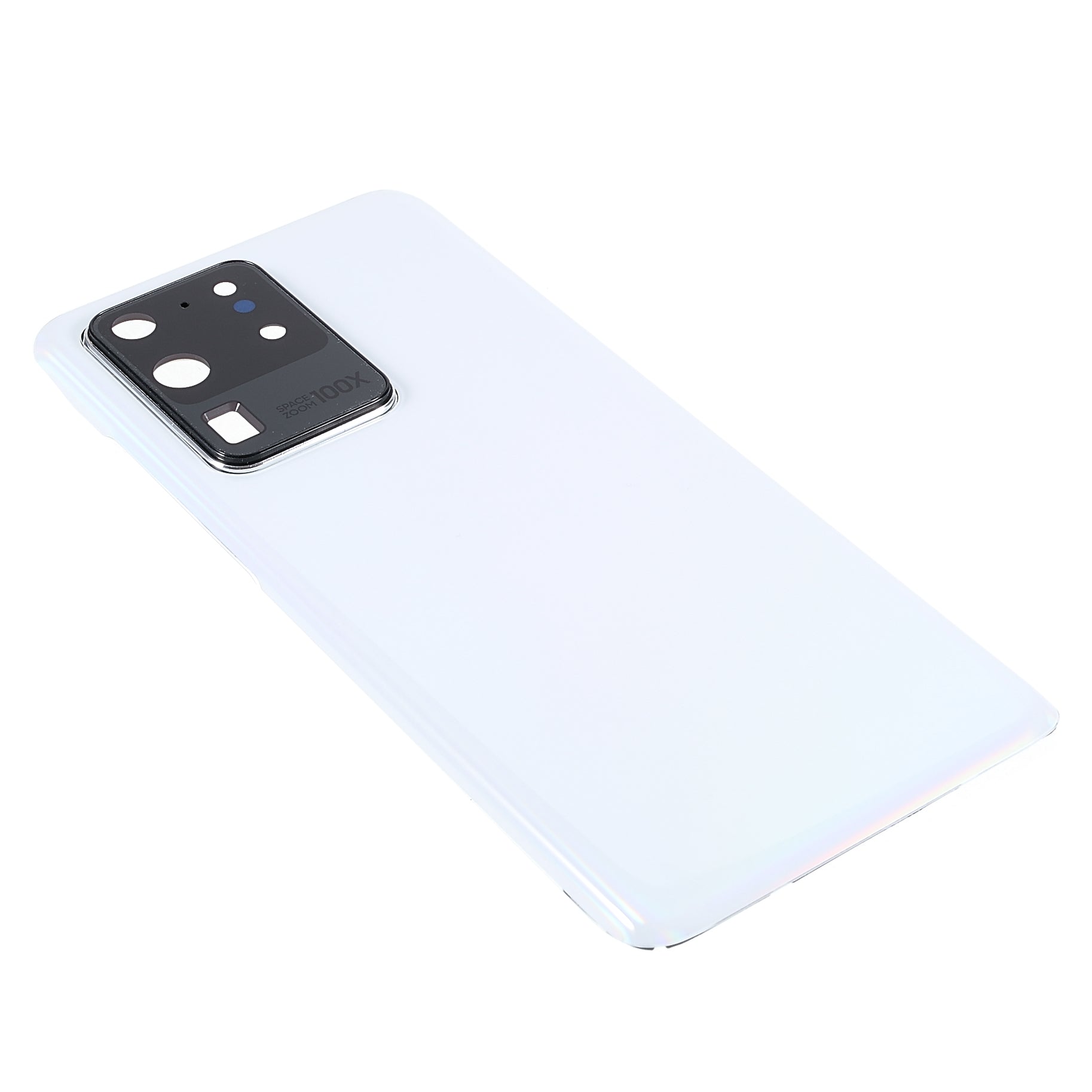 For Samsung Galaxy S20 Ultra 5G/S20 Ultra Housing Battery Door Back Cover Replacement Parts with Camera Ring Cover (without Logo) - White