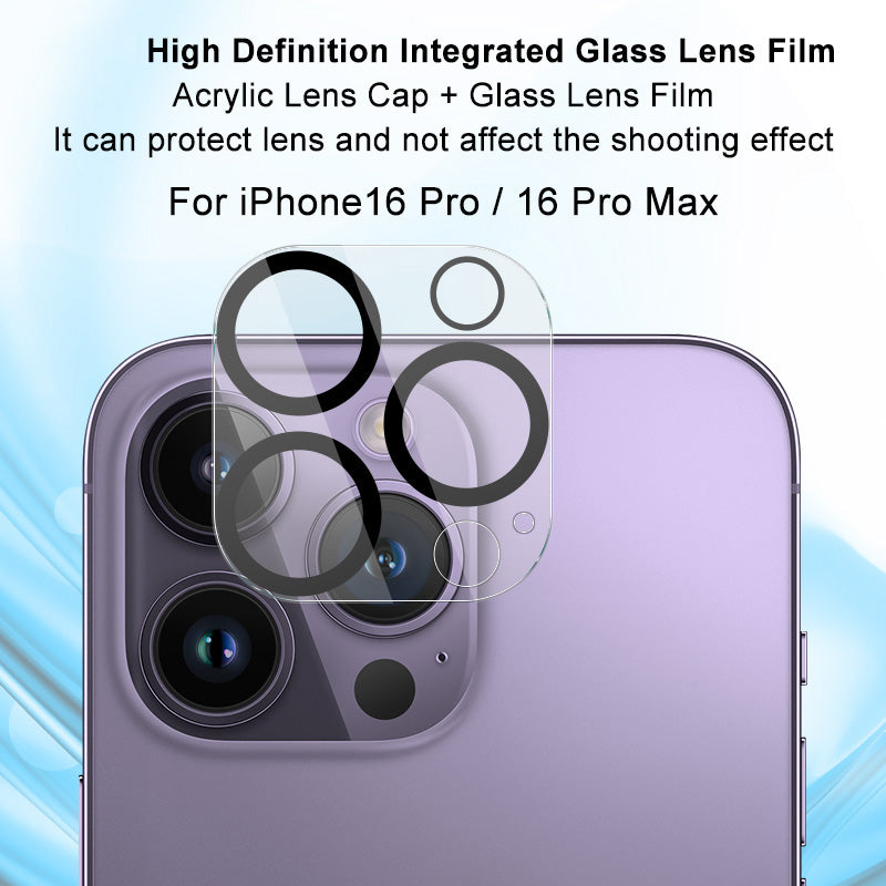 IMAK For iPhone 16 Pro / 16 Pro Max Tempered Glass HD Camera Lens Protector + Acrylic Lens Cap