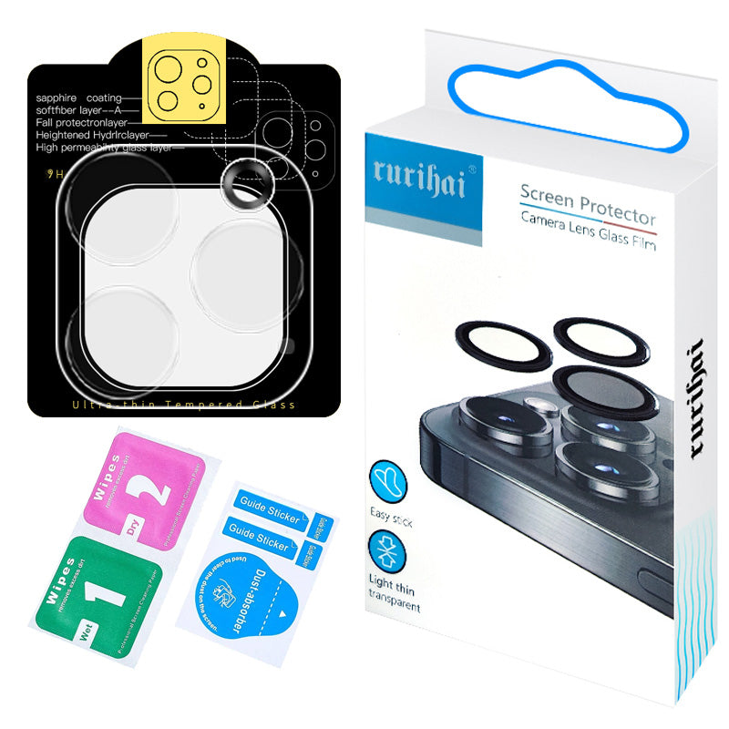 RURIHAI For iPhone 16 Pro 3D Camera Lens Protector Anti-Scratch Rear Lens Film