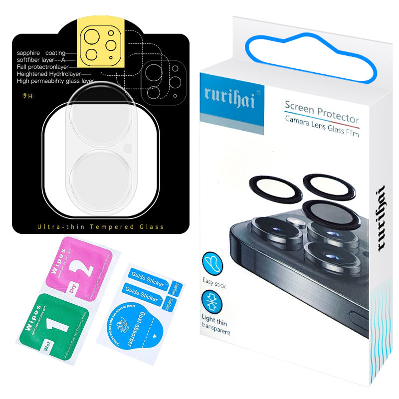 RURIHAI For iPhone 16 Plus 3D Camera Lens Protector High Aluminum-Silicon Glass