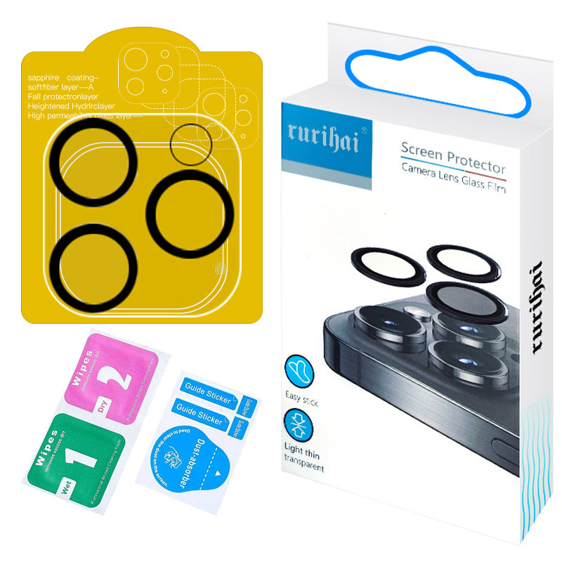 RURIHAI For iPhone 16 Pro Max Camera Lens Protector Built-In 3 Night Circle Not Affect Night Shots