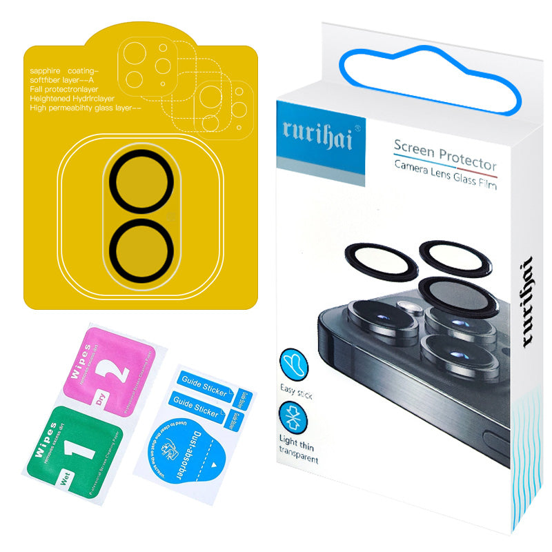 RURIHAI For iPhone 16 Plus Camera Lens Protector High Aluminum-Silicon Glass Black Circle Lens Film